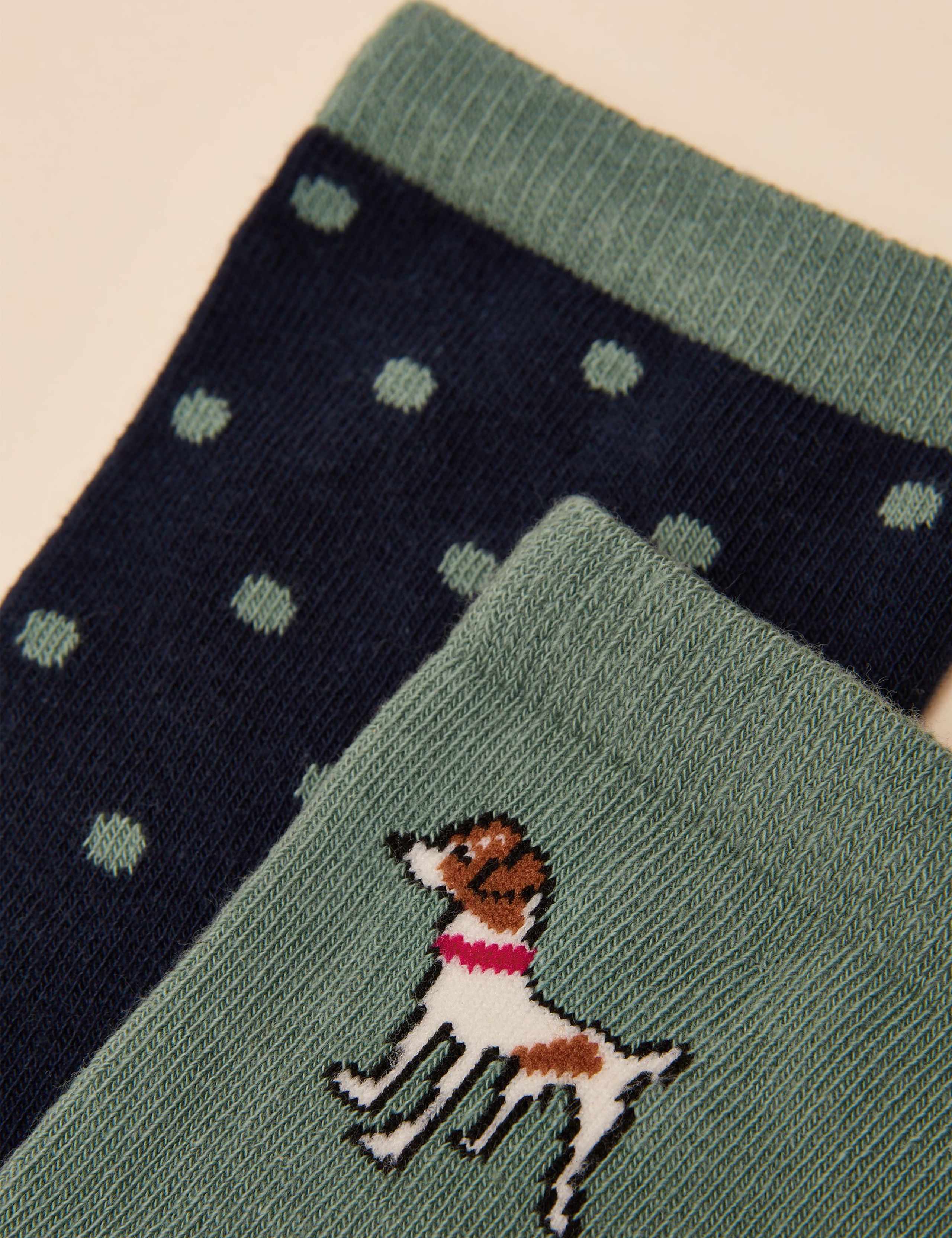 2pk Cotton Rich Dog Polka Dot Socks 3 of 3