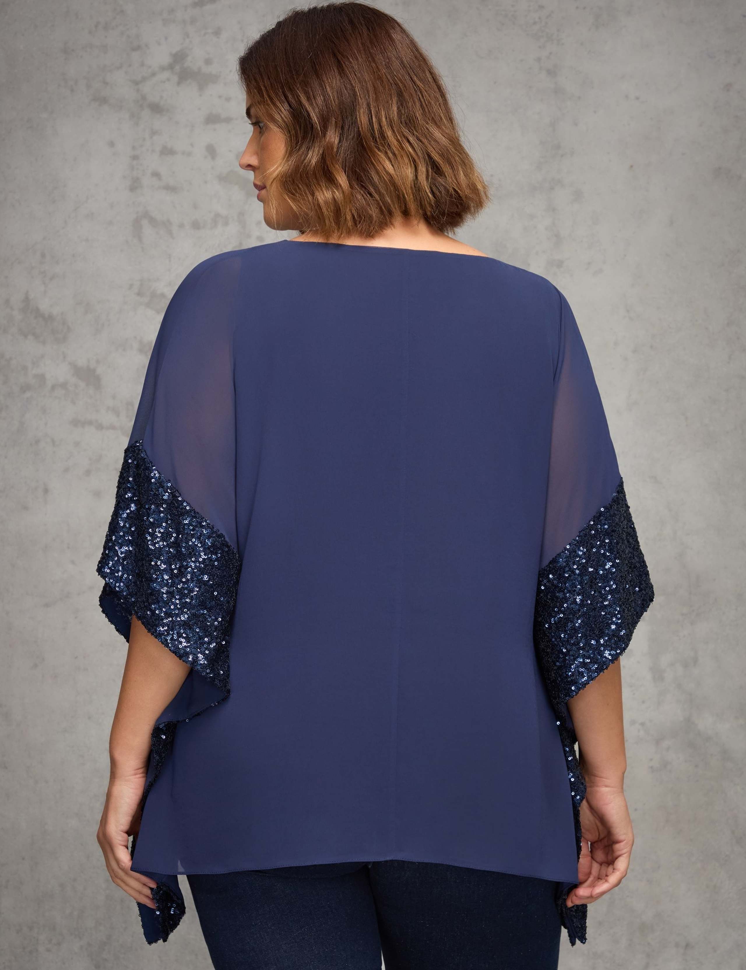 Jersey Sequin Overlay V-Neck Top 2 of 5