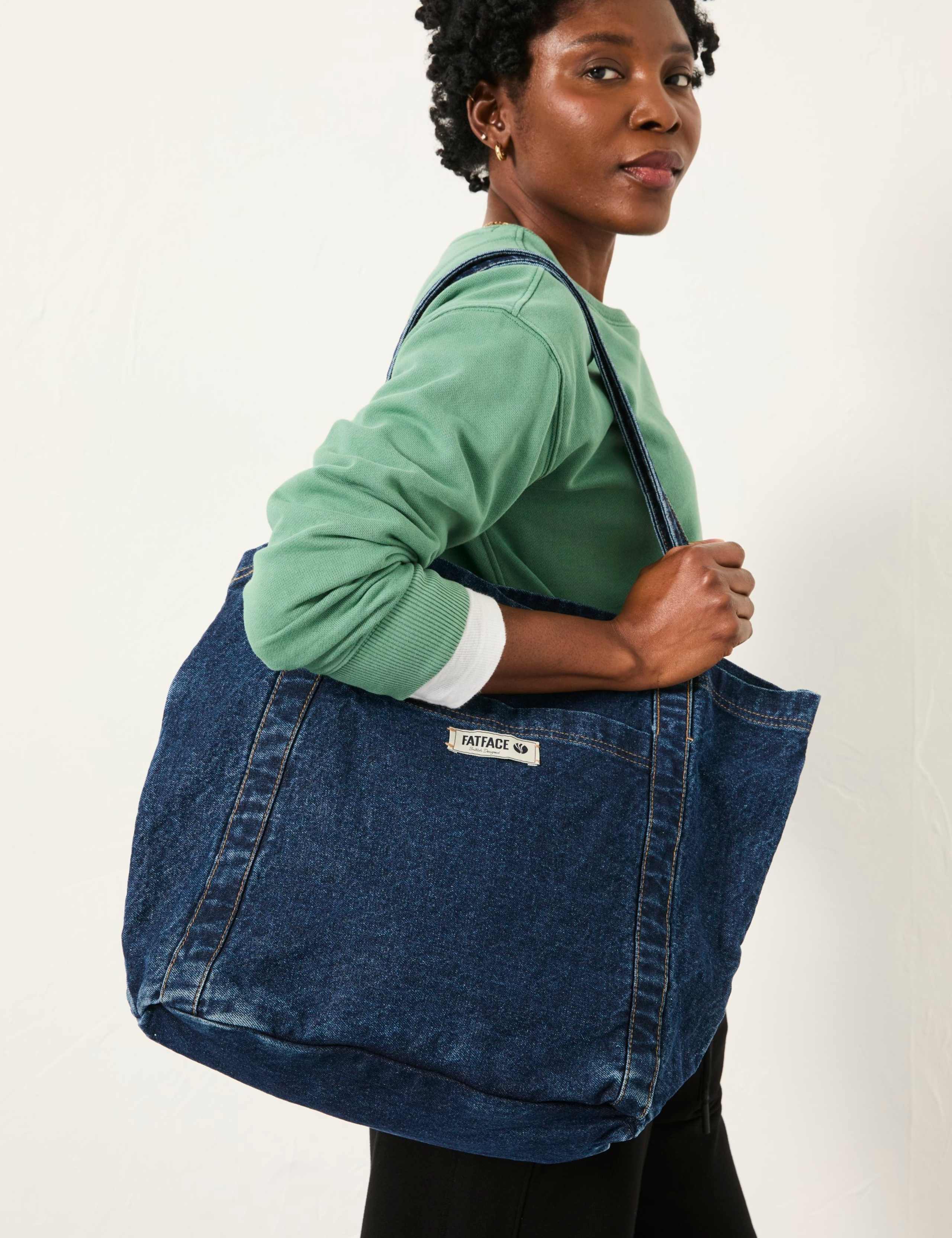 Pure Cotton Denim Pocket Tote Bag 3 of 4