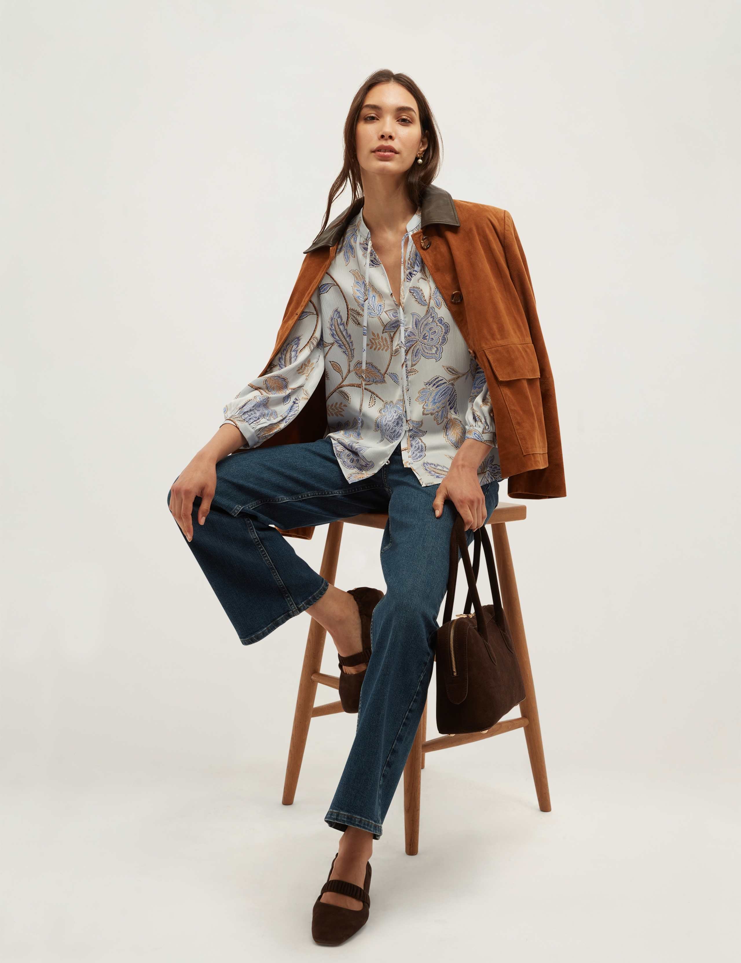 Floral Tie Neck Button Through Blouse 3 of 5