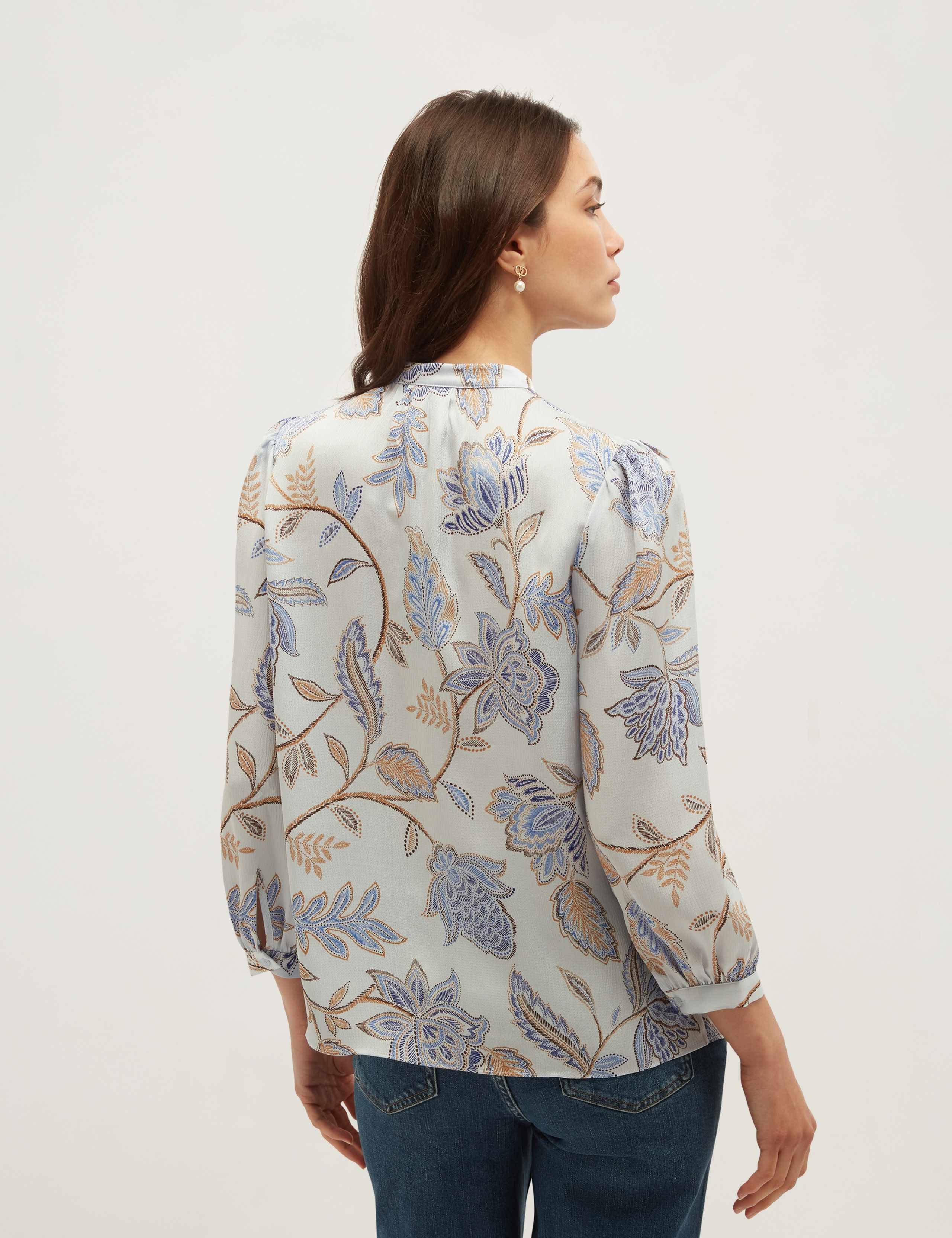 Floral Tie Neck Button Through Blouse 5 of 5