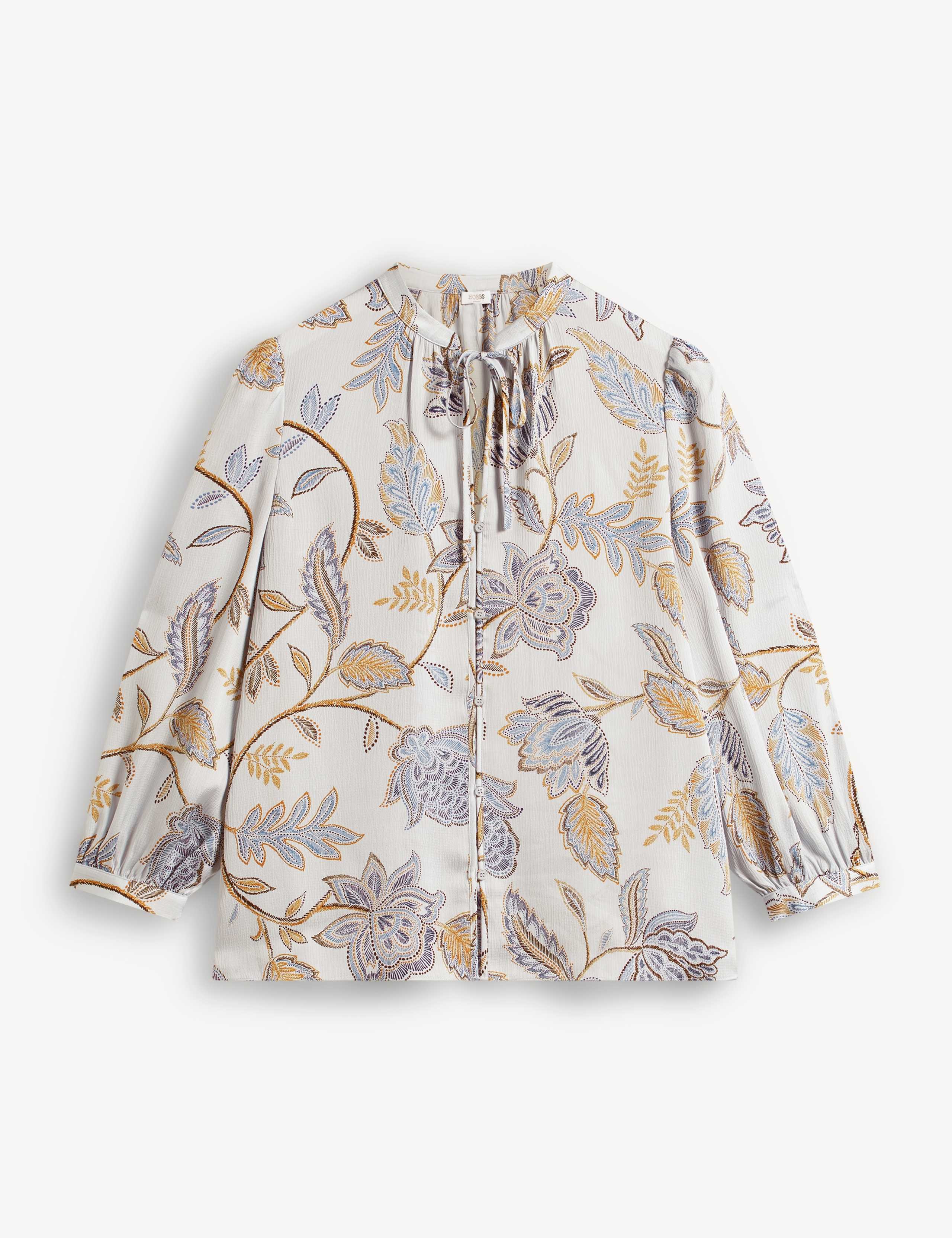 Floral Tie Neck Button Through Blouse 2 of 5