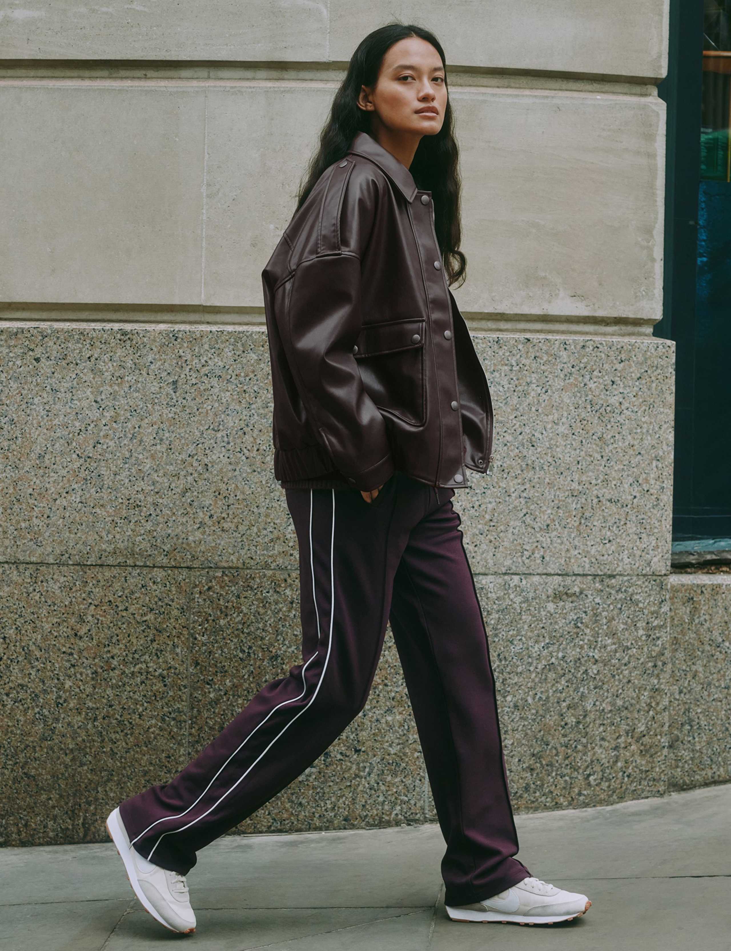 Faux Leather Collared Bomber Jacket 4 of 6
