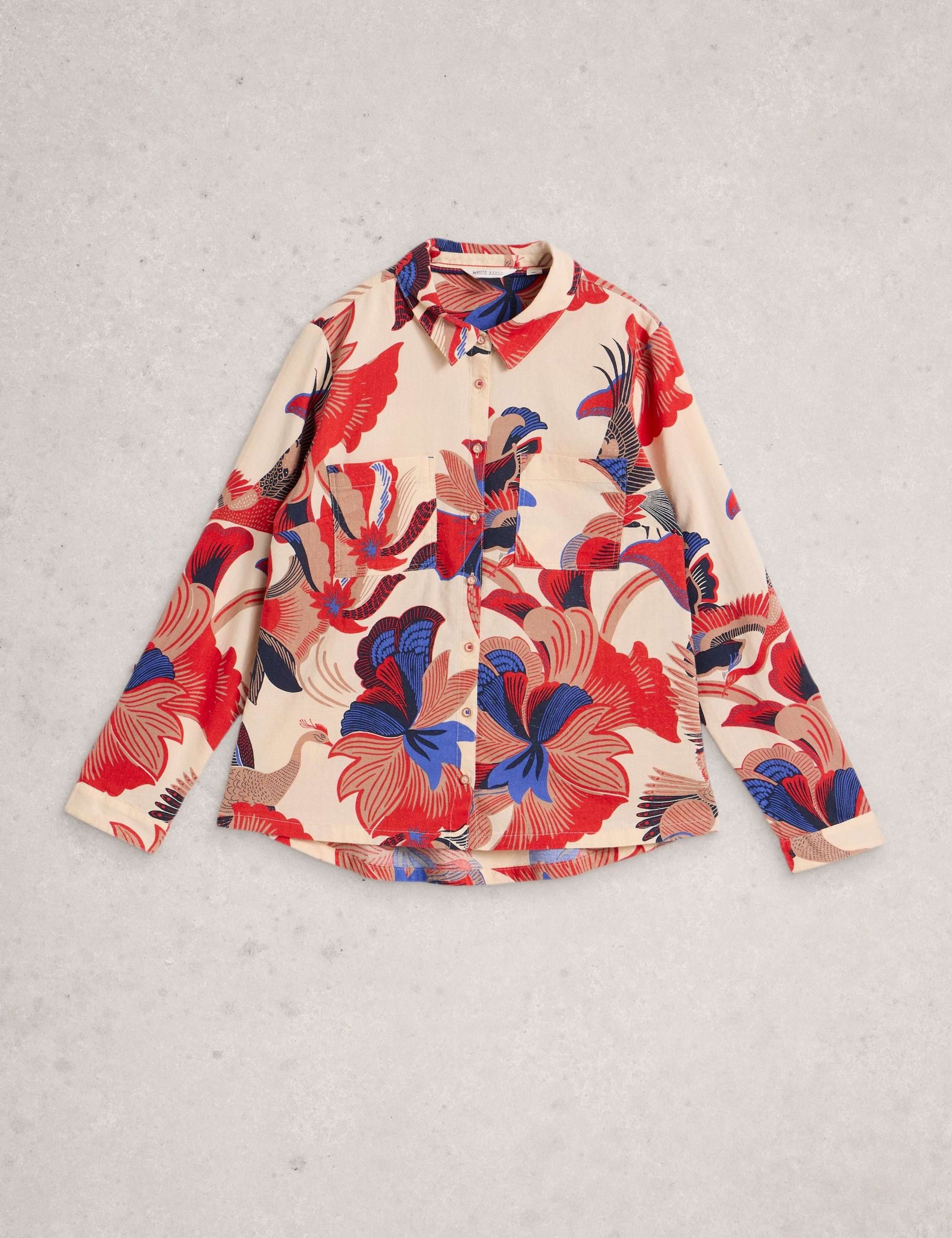 Cotton Blend Floral Collared Shirt 2 of 6