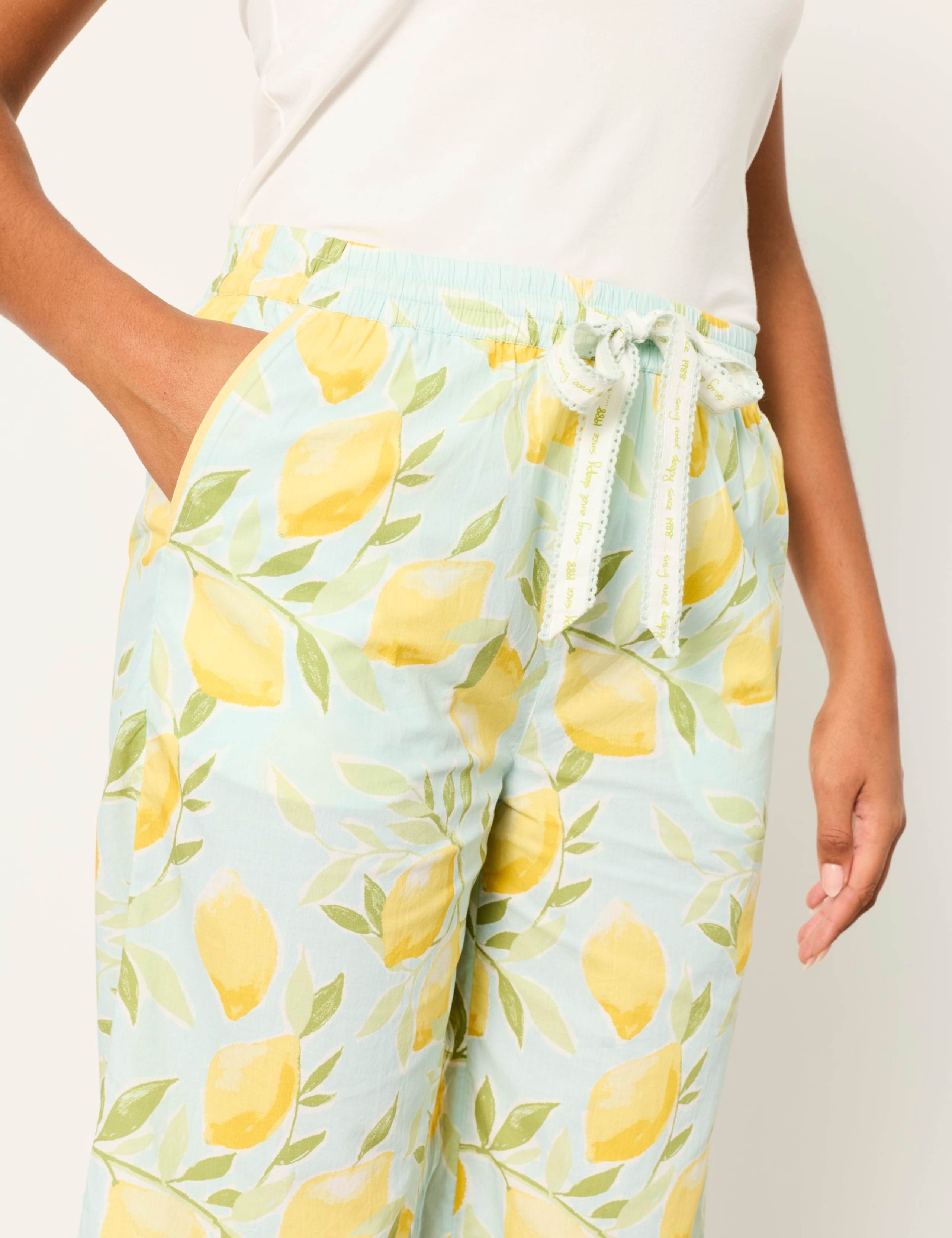 Pure Cotton Lemon Print Pyjama Bottoms 5 of 6