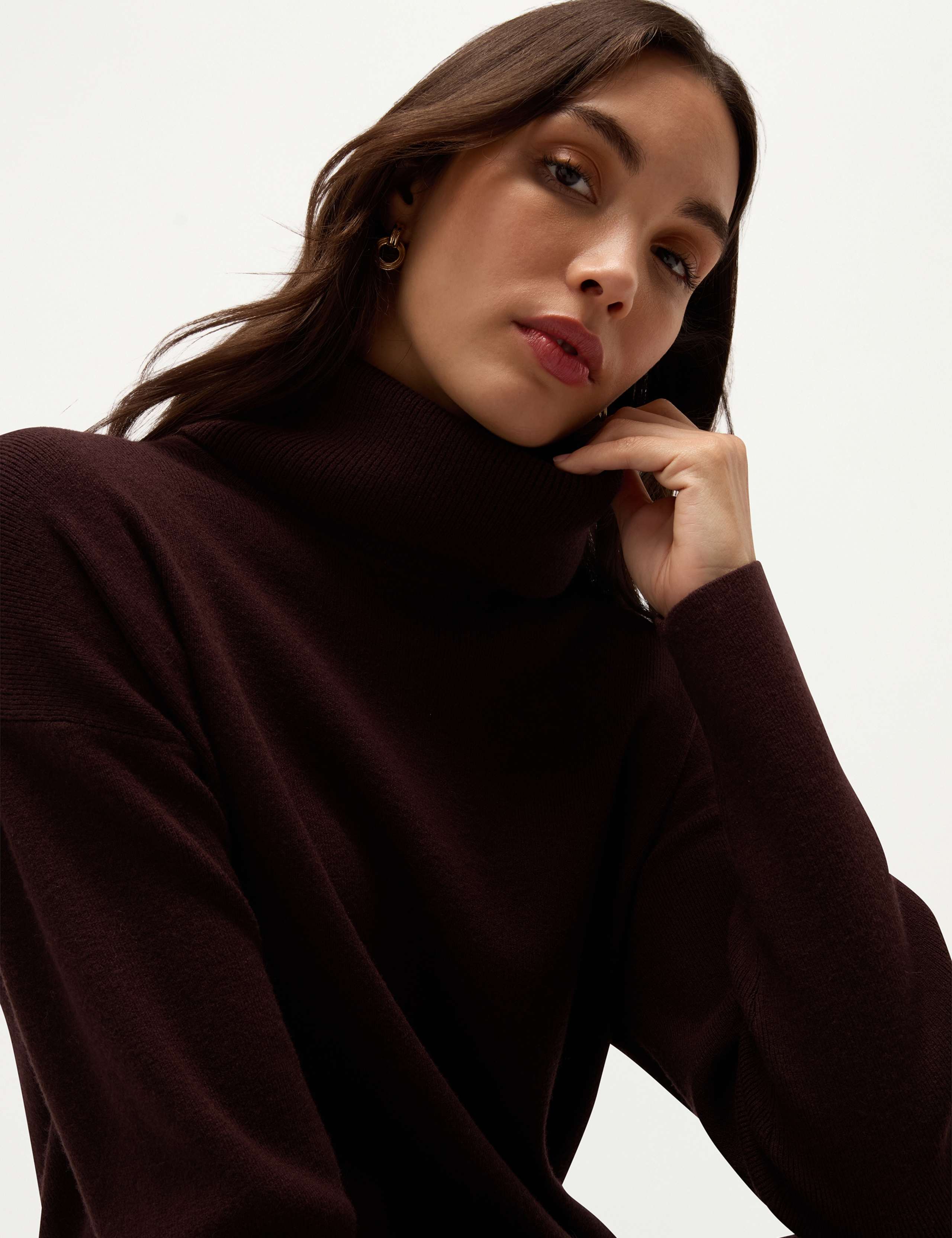 Wool Blend Roll Neck Knee Length Knitted Dress 5 of 6