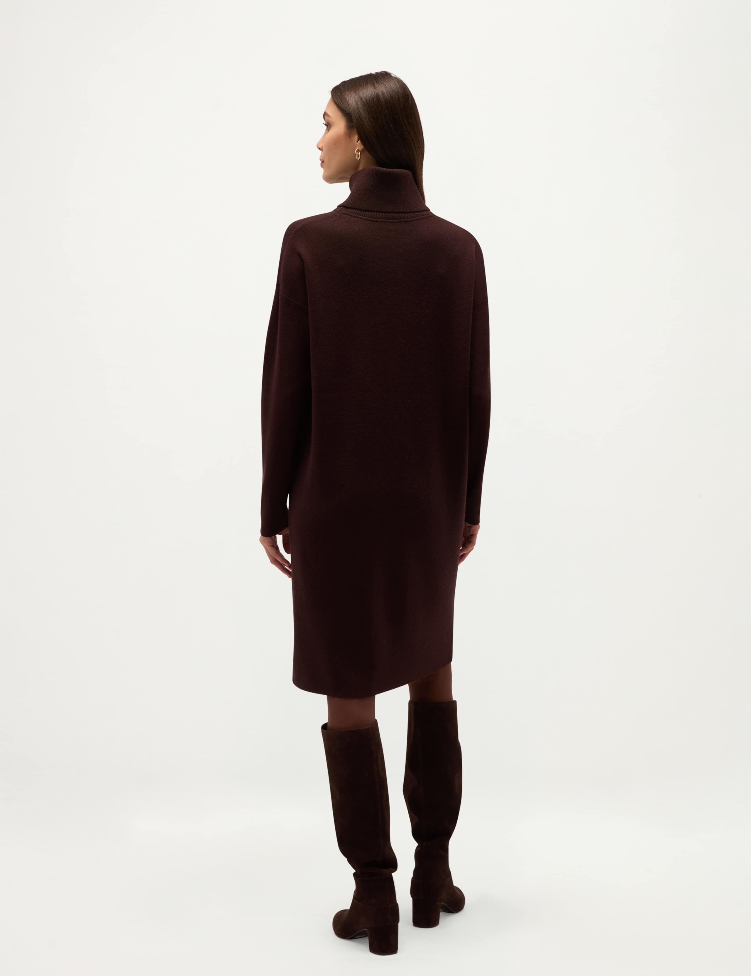 Wool Blend Roll Neck Knee Length Knitted Dress 6 of 6