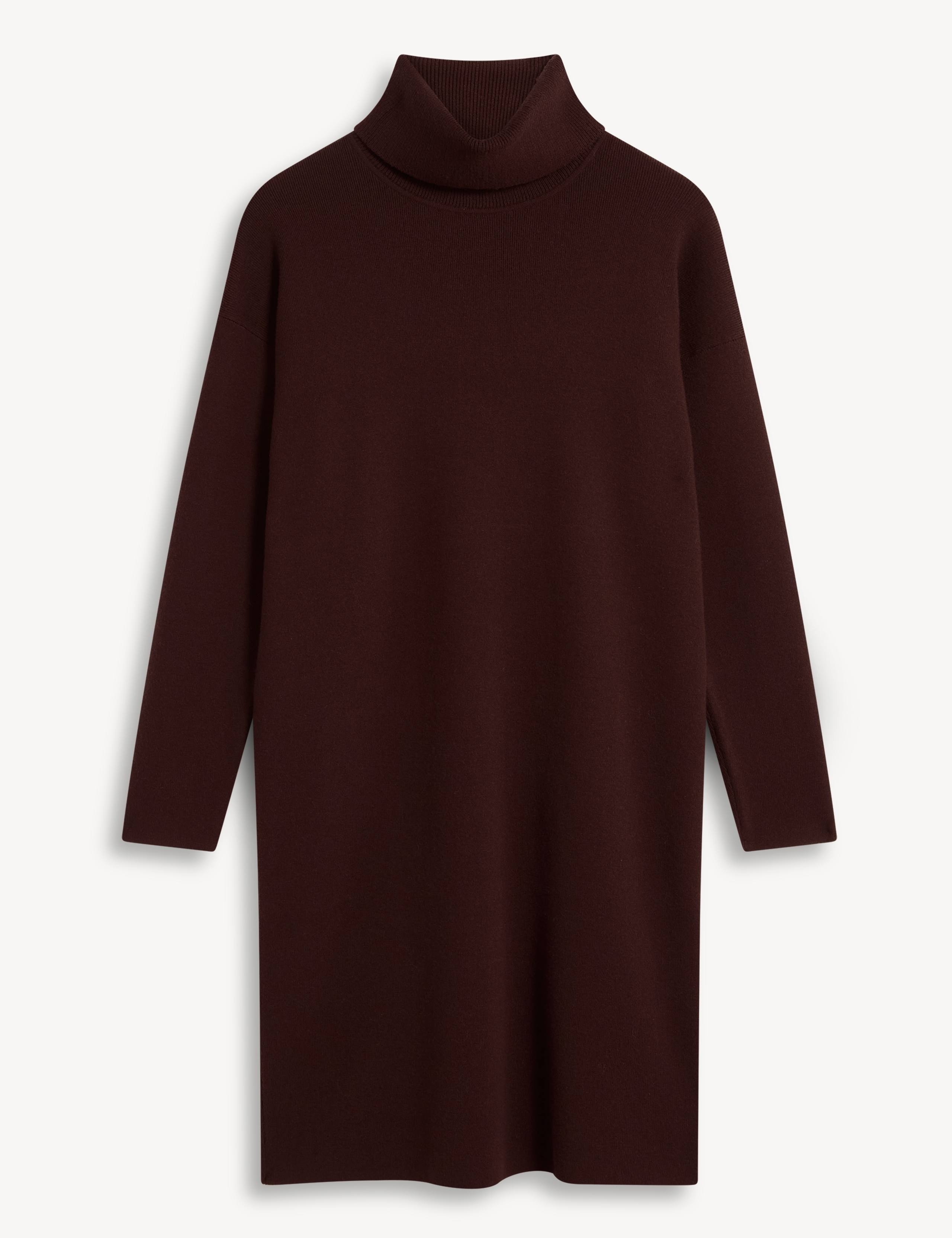 Wool Blend Roll Neck Knee Length Knitted Dress 2 of 6
