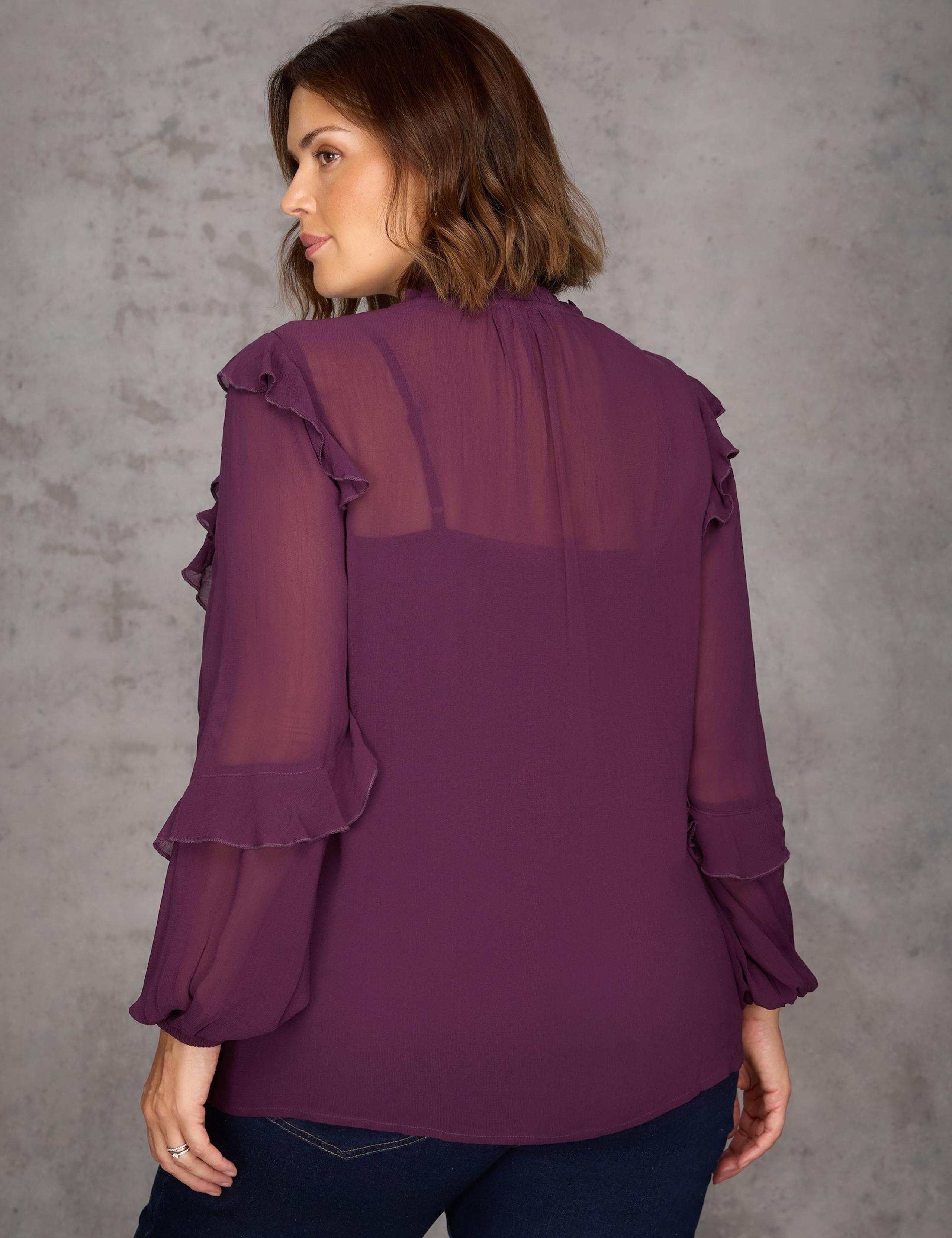 Ruffle Tie Neck Blouson Sleeve Blouse 6 of 6