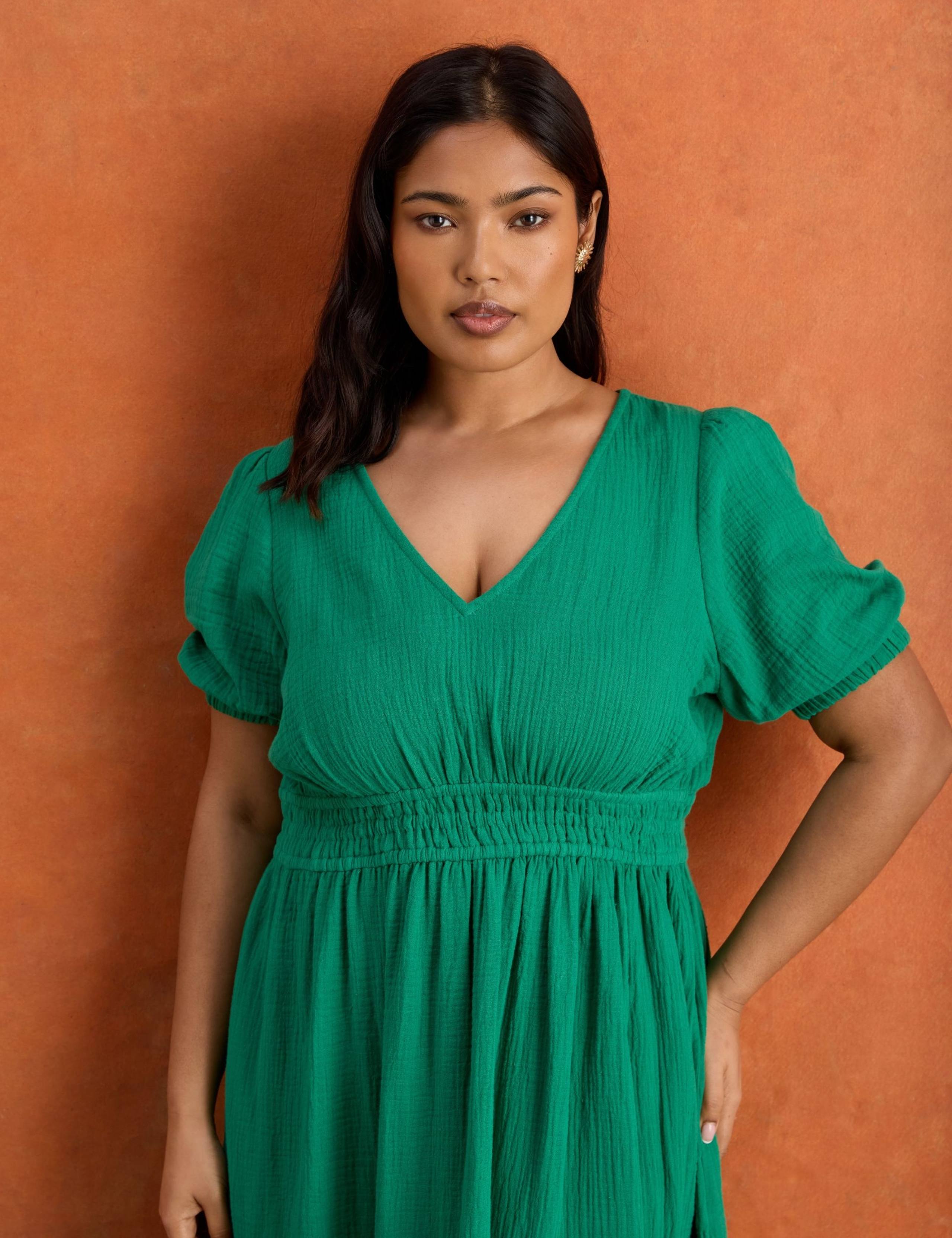 Pure Cotton Textured V-Neck Maxi Tiered Dress 4 of 6