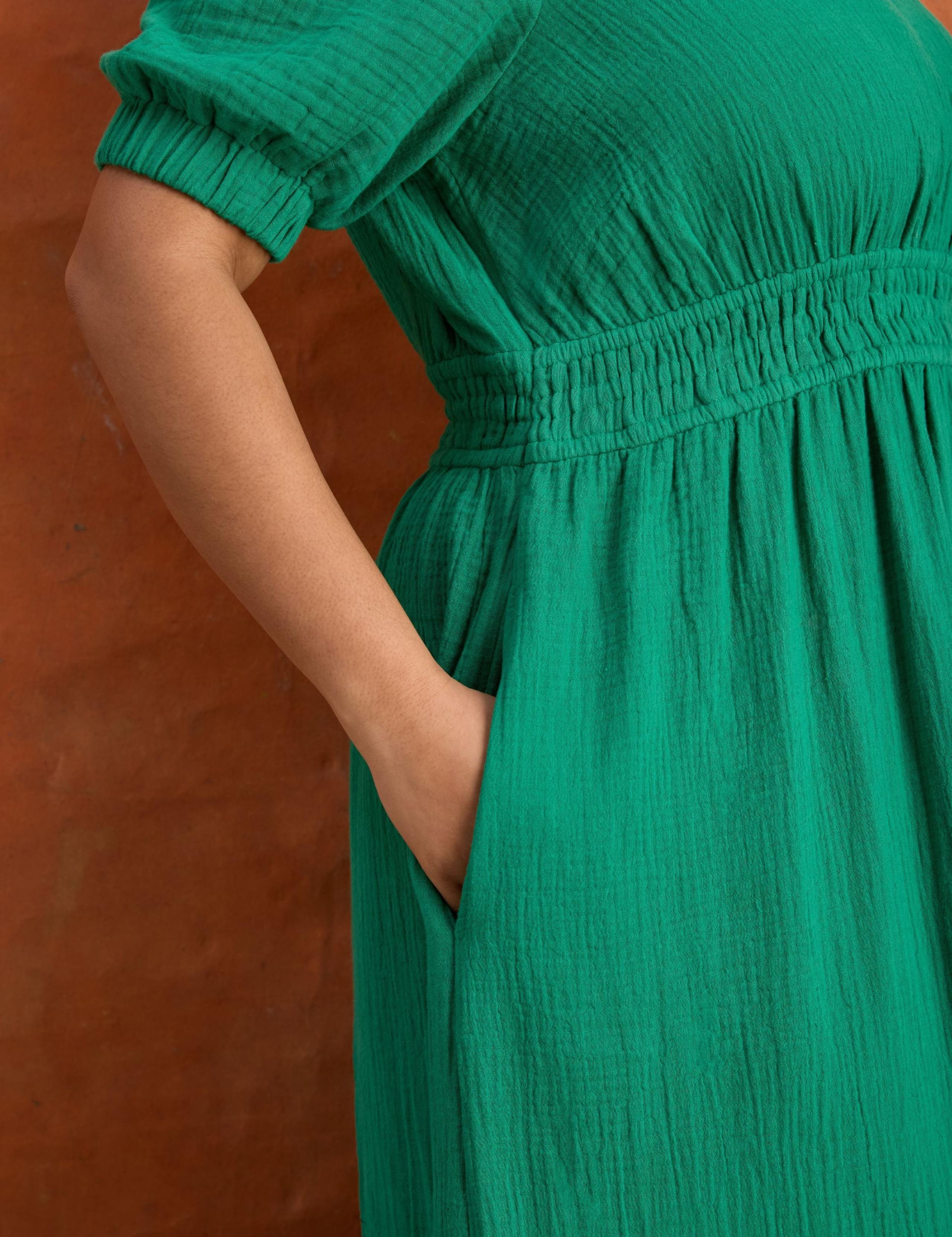 Pure Cotton Textured V-Neck Maxi Tiered Dress 6 of 6