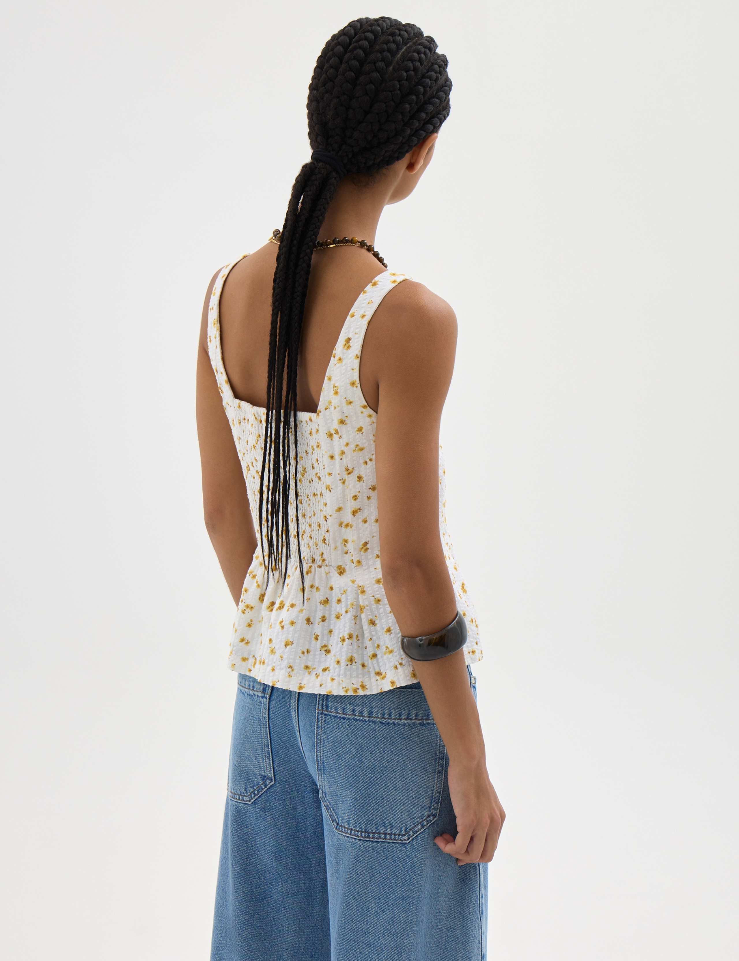 Pure Cotton Floral Textured Peplum Top 5 of 5