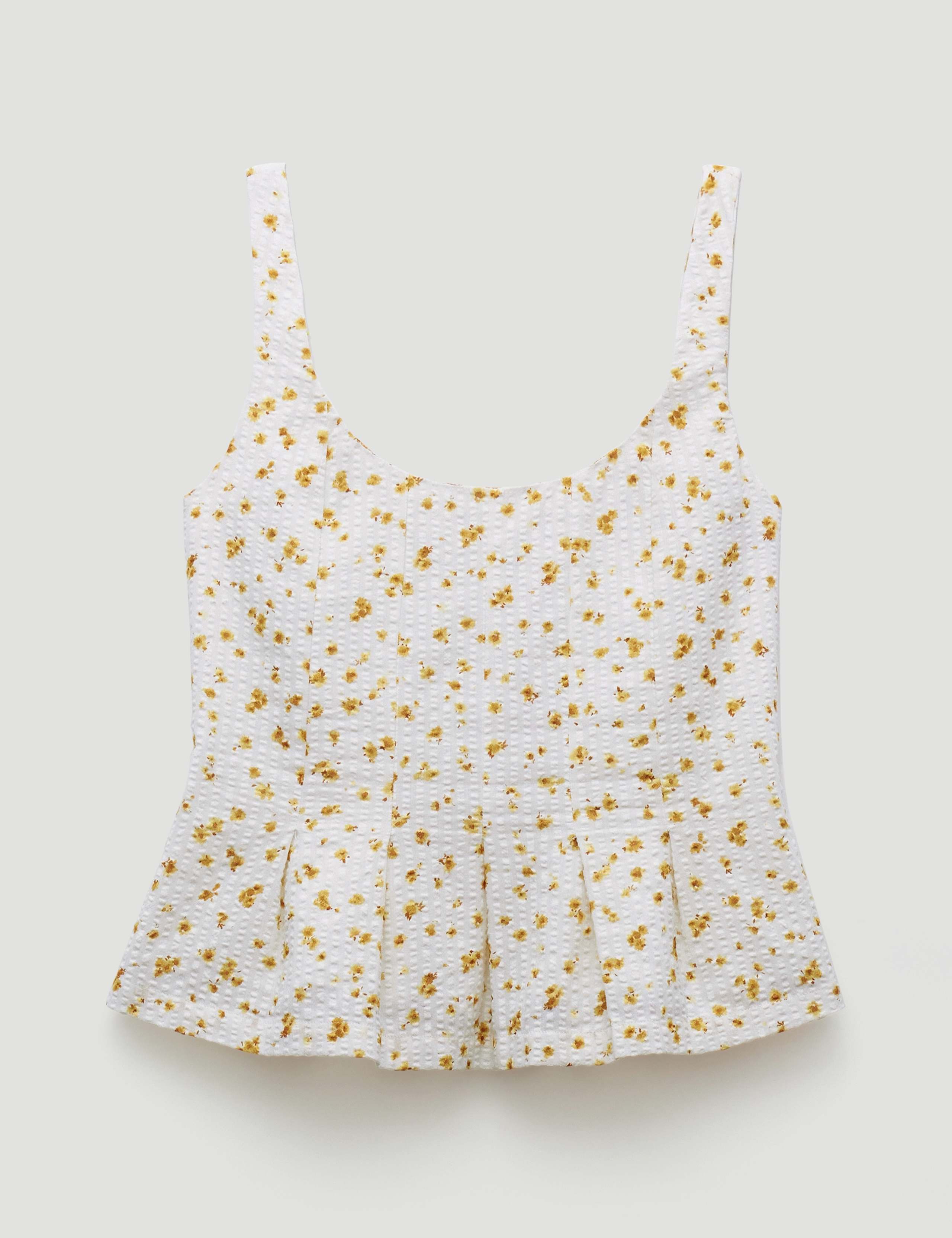 Pure Cotton Floral Textured Peplum Top 2 of 5