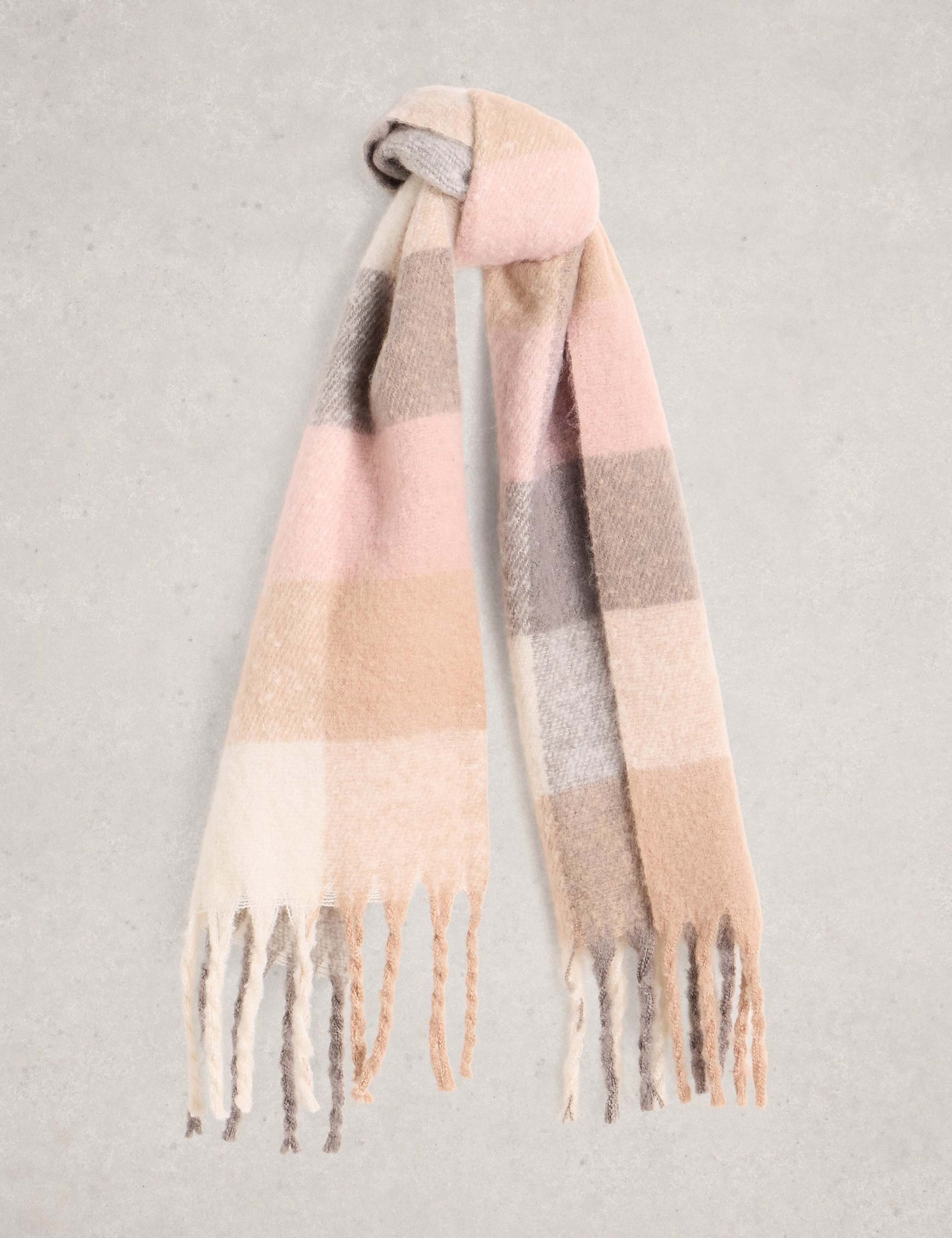 Checked Brushed Tassel Scarf 1 of 3