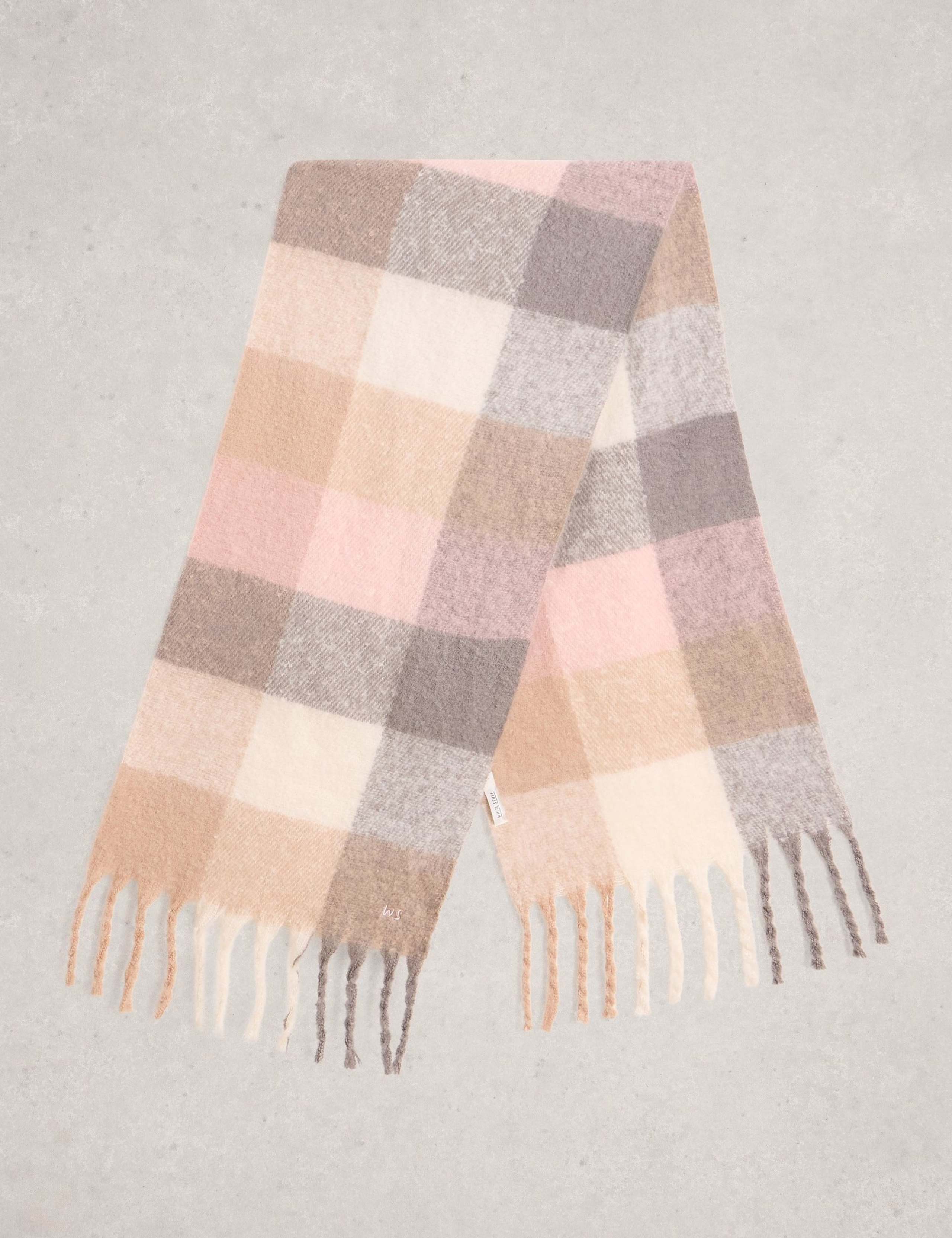 Checked Brushed Tassel Scarf 3 of 3