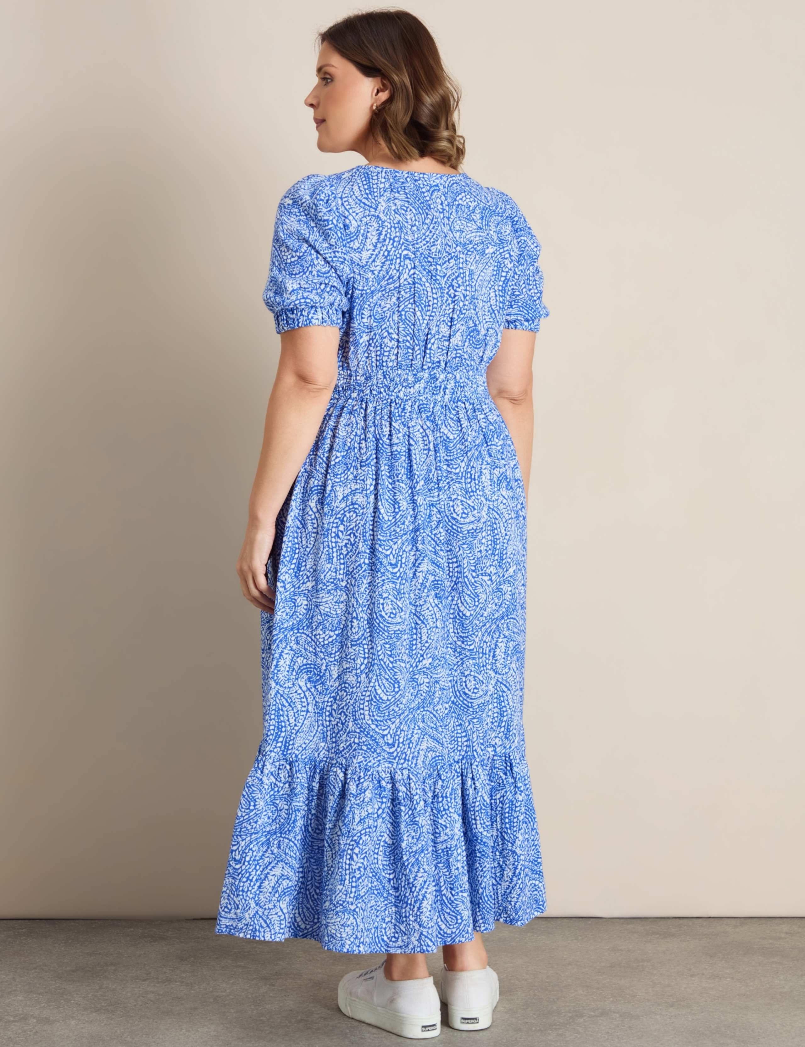 Pure Cotton Printed V-Neck Midaxi Dress 6 of 6