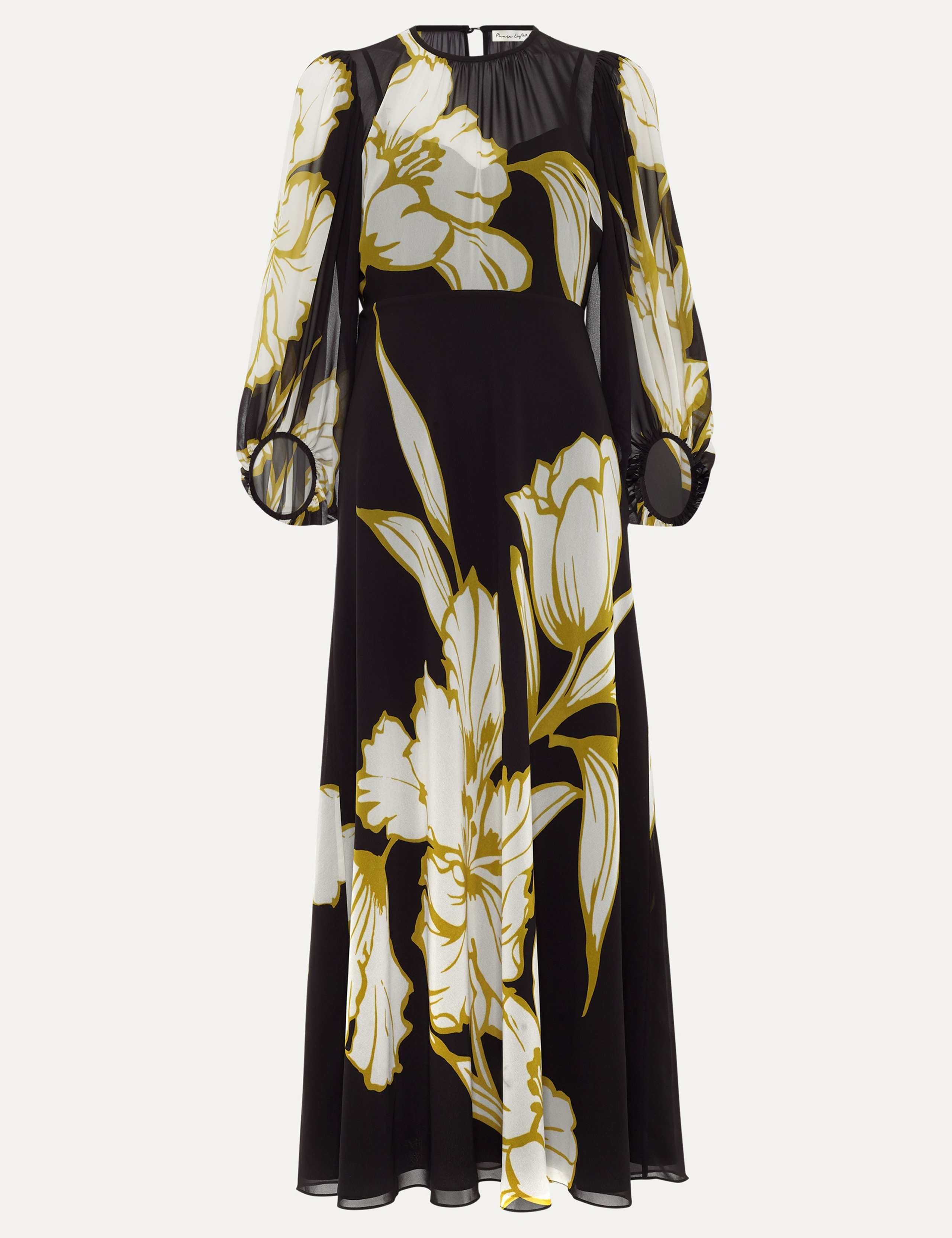 Floral Blouson Sleeve Midi Skater Dress 2 of 7