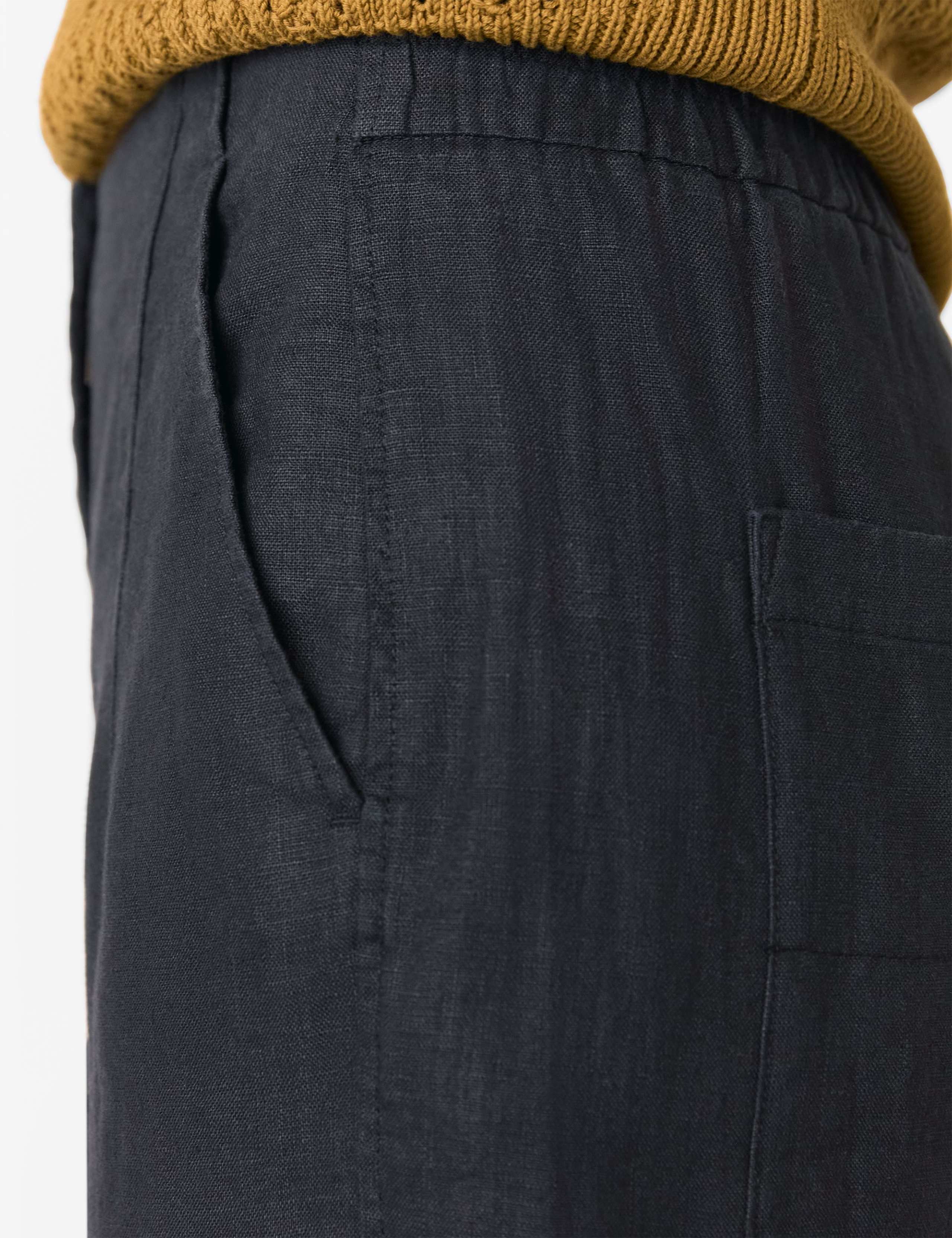 Pure Linen Barrel Leg Ankle Grazer Trousers 3 of 4