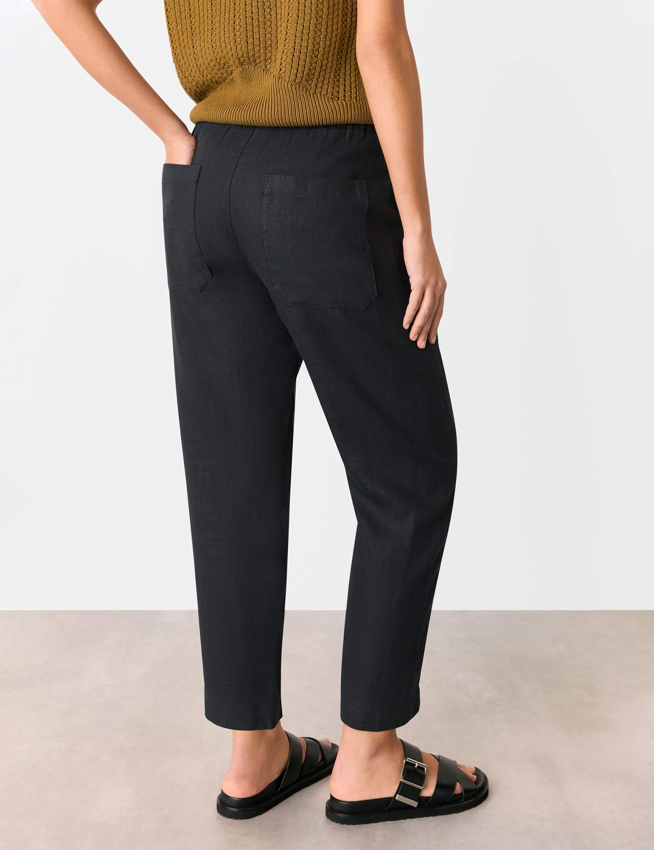 Pure Linen Barrel Leg Ankle Grazer Trousers 4 of 4