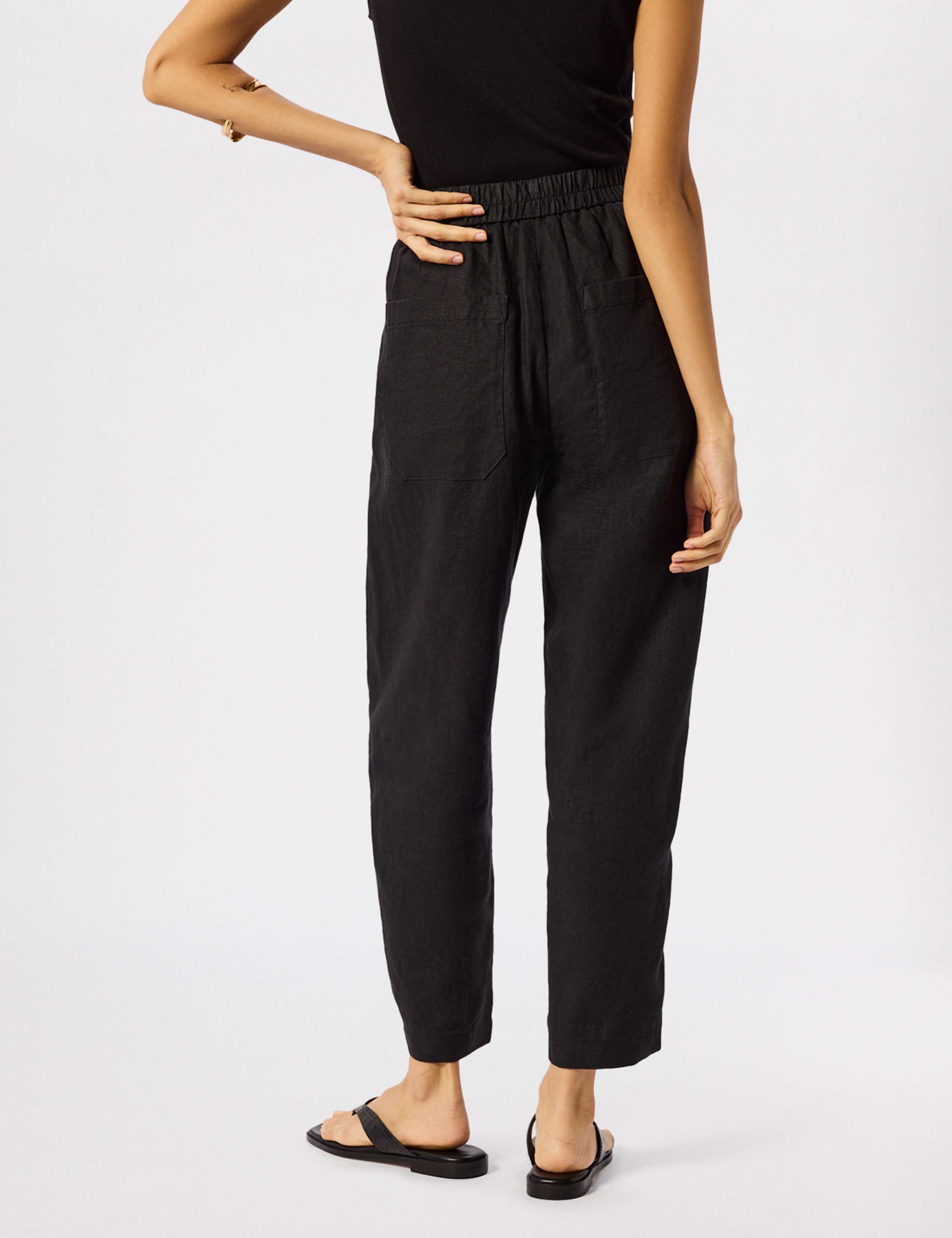 Pure Linen Barrel Leg Ankle Grazer Trousers 5 of 7