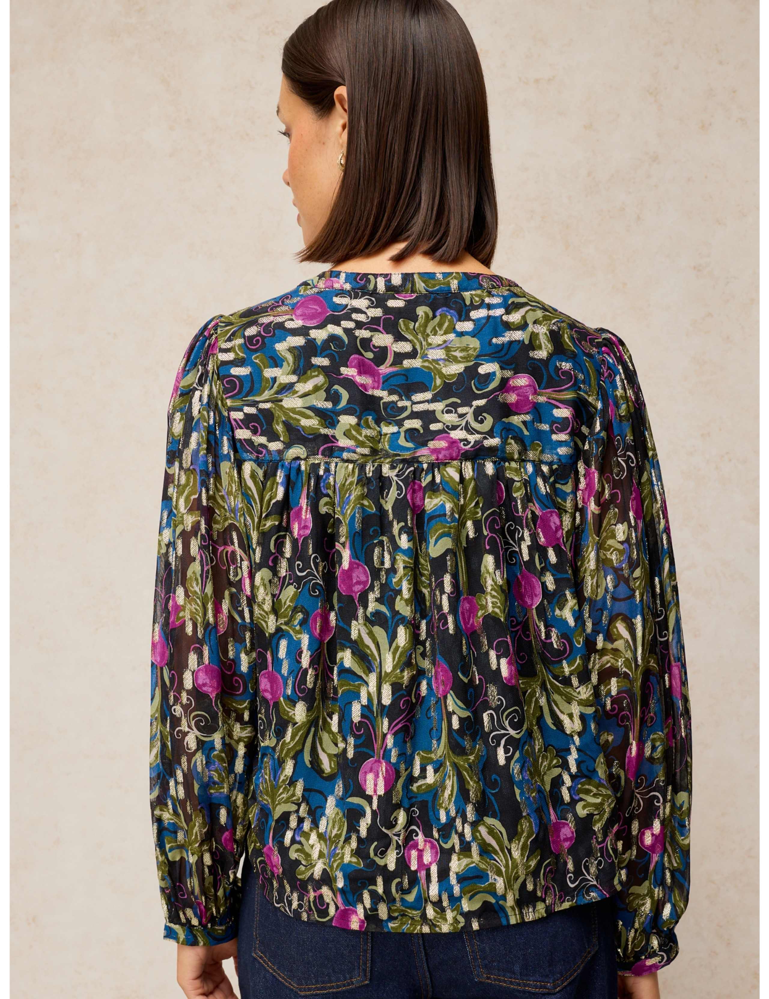 Metallic Crew Neck Blouse 3 of 7