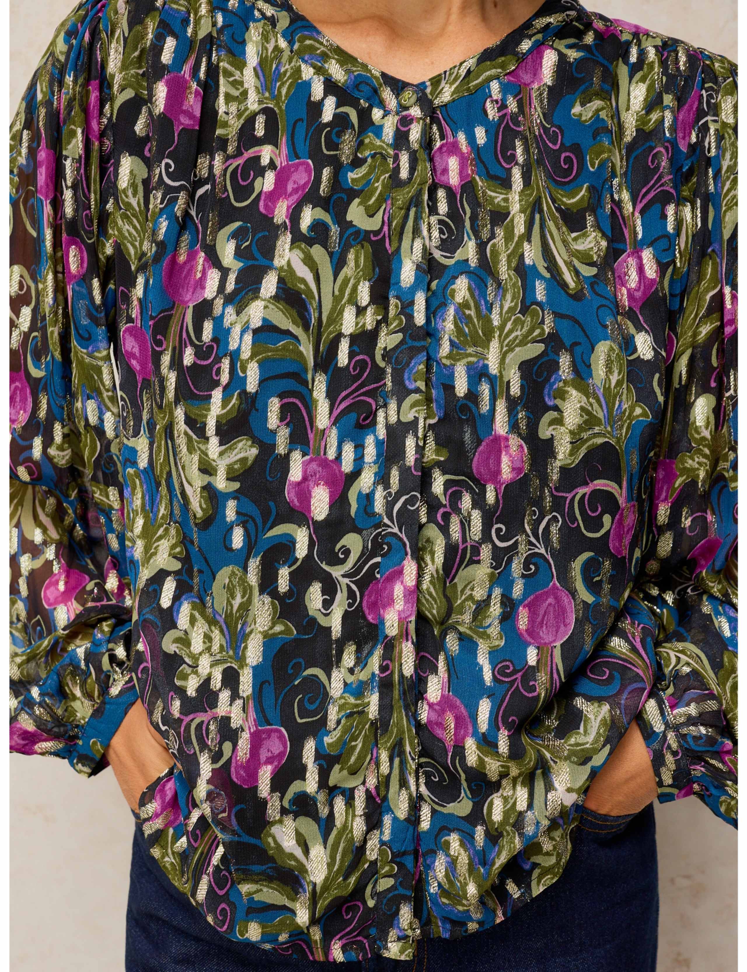 Metallic Crew Neck Blouse 6 of 7