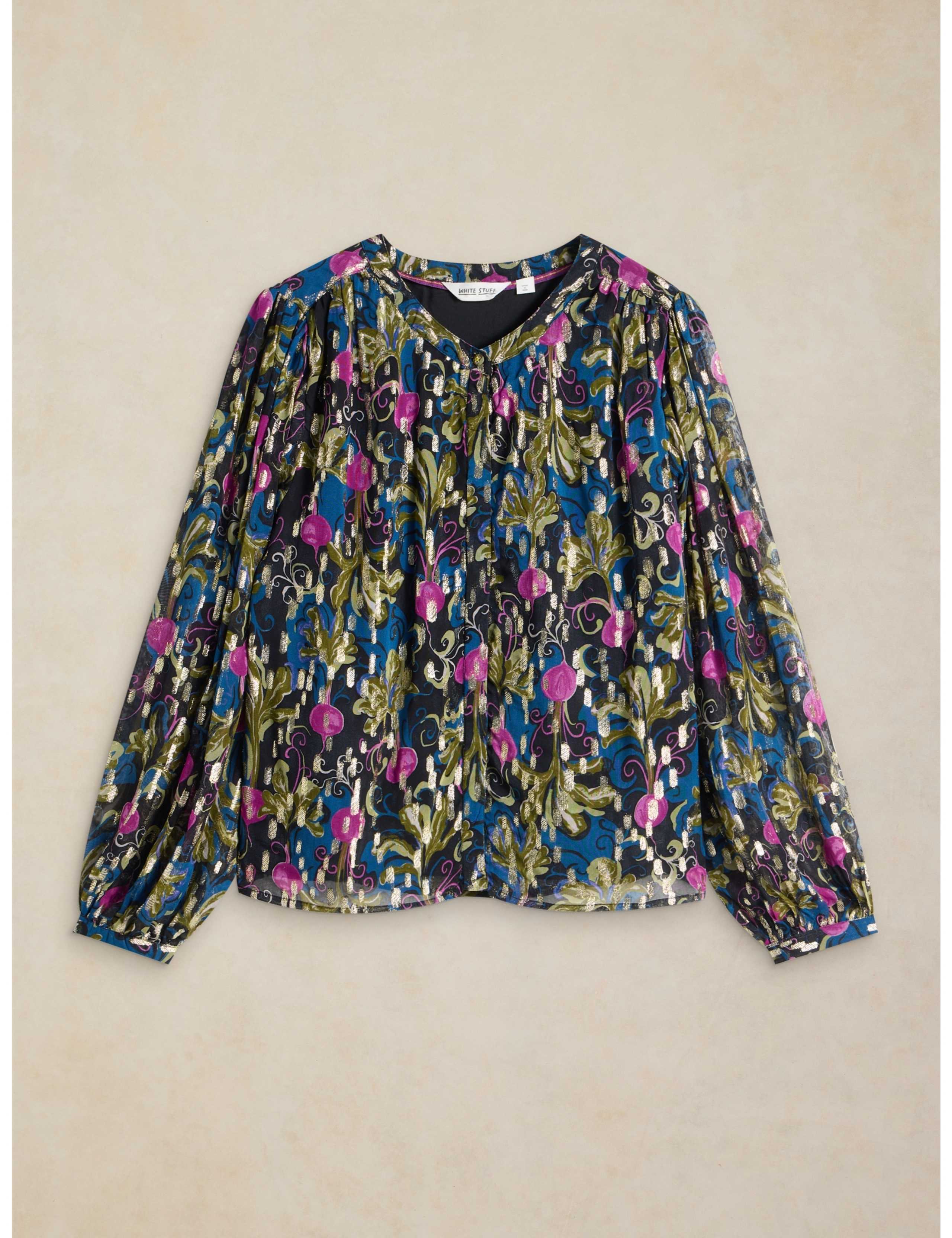 Metallic Crew Neck Blouse 2 of 7