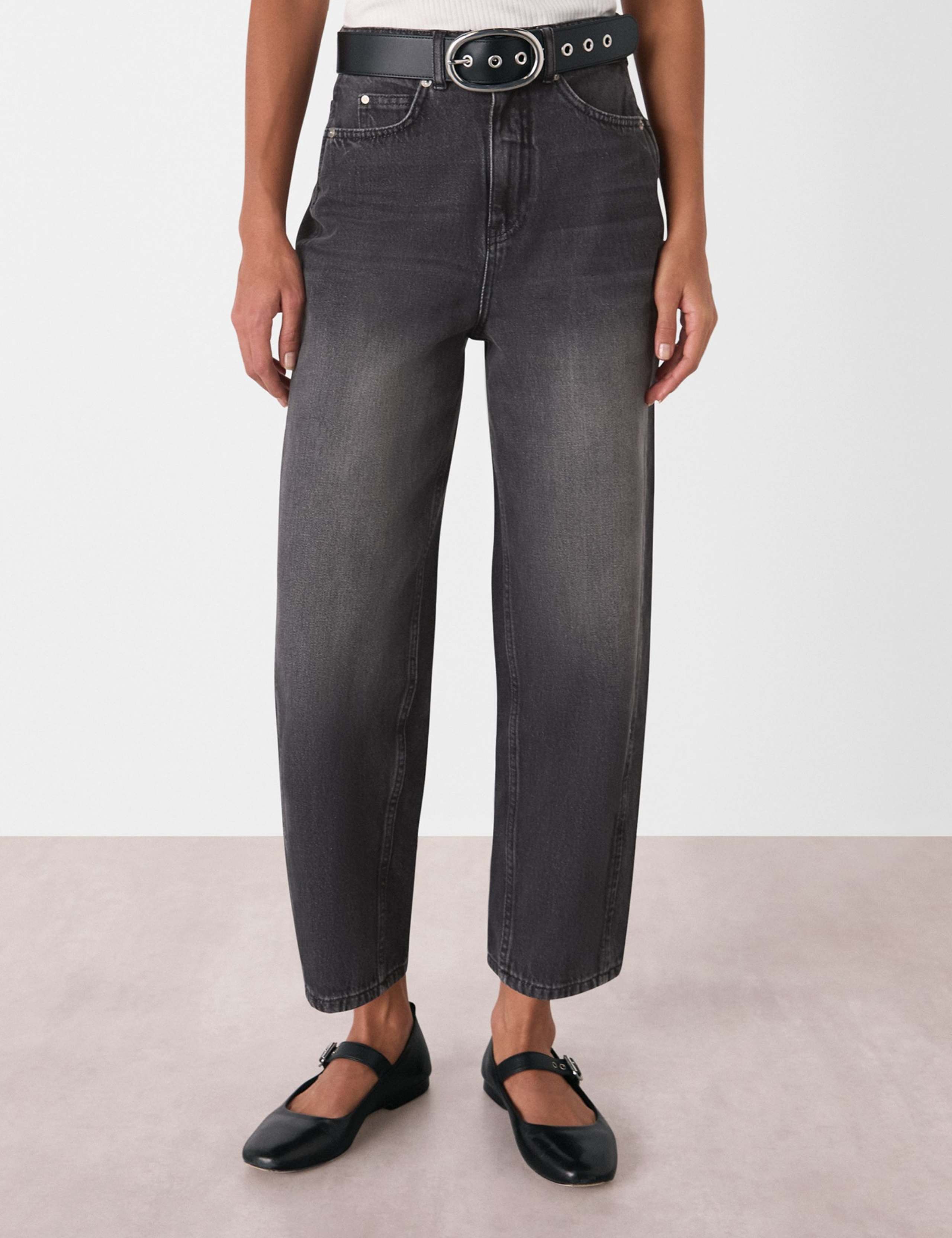 High Waisted Barrel Ankle Grazer Jeans 6 of 8