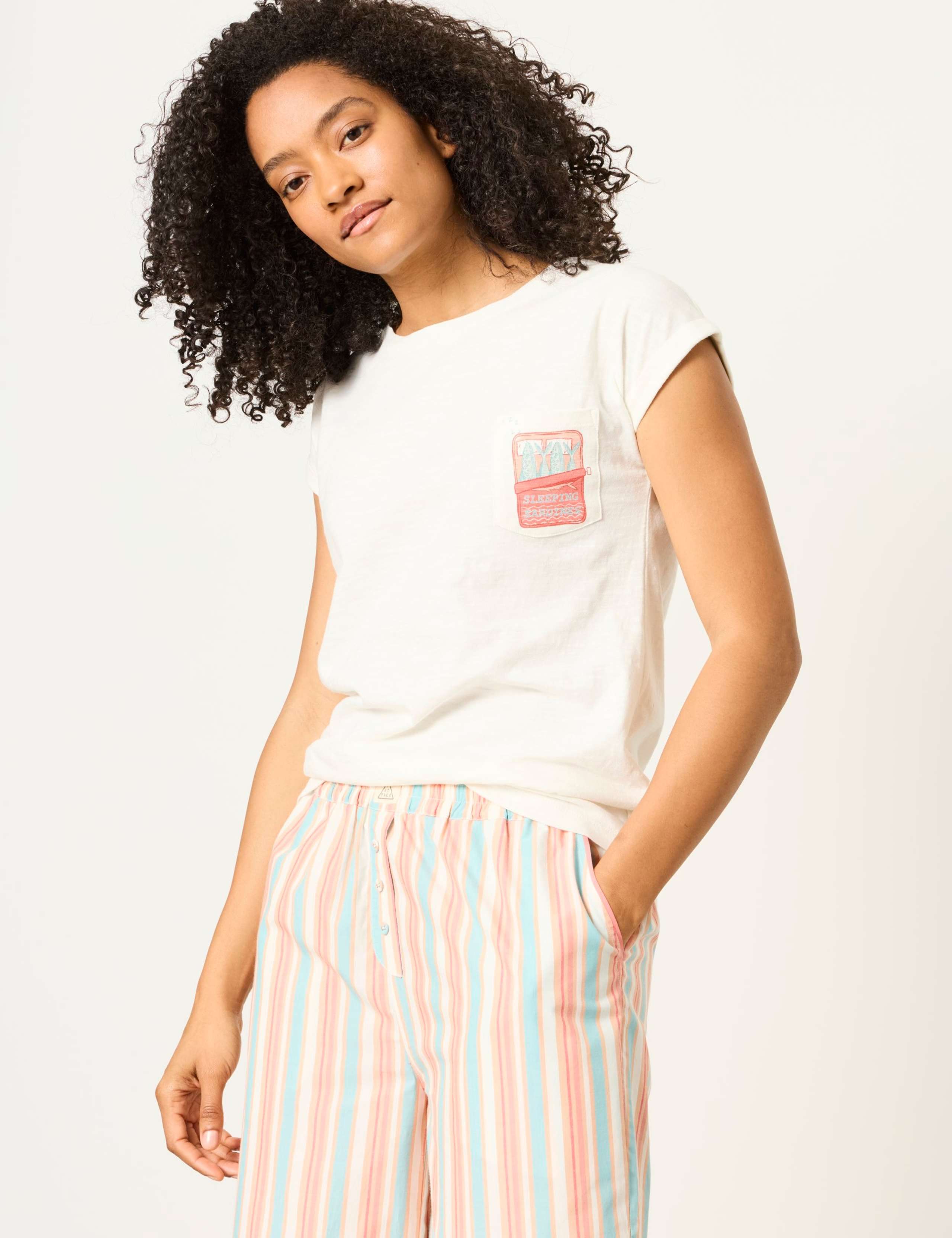 Pure Cotton Sardine Striped Pyjama Set 4 of 7