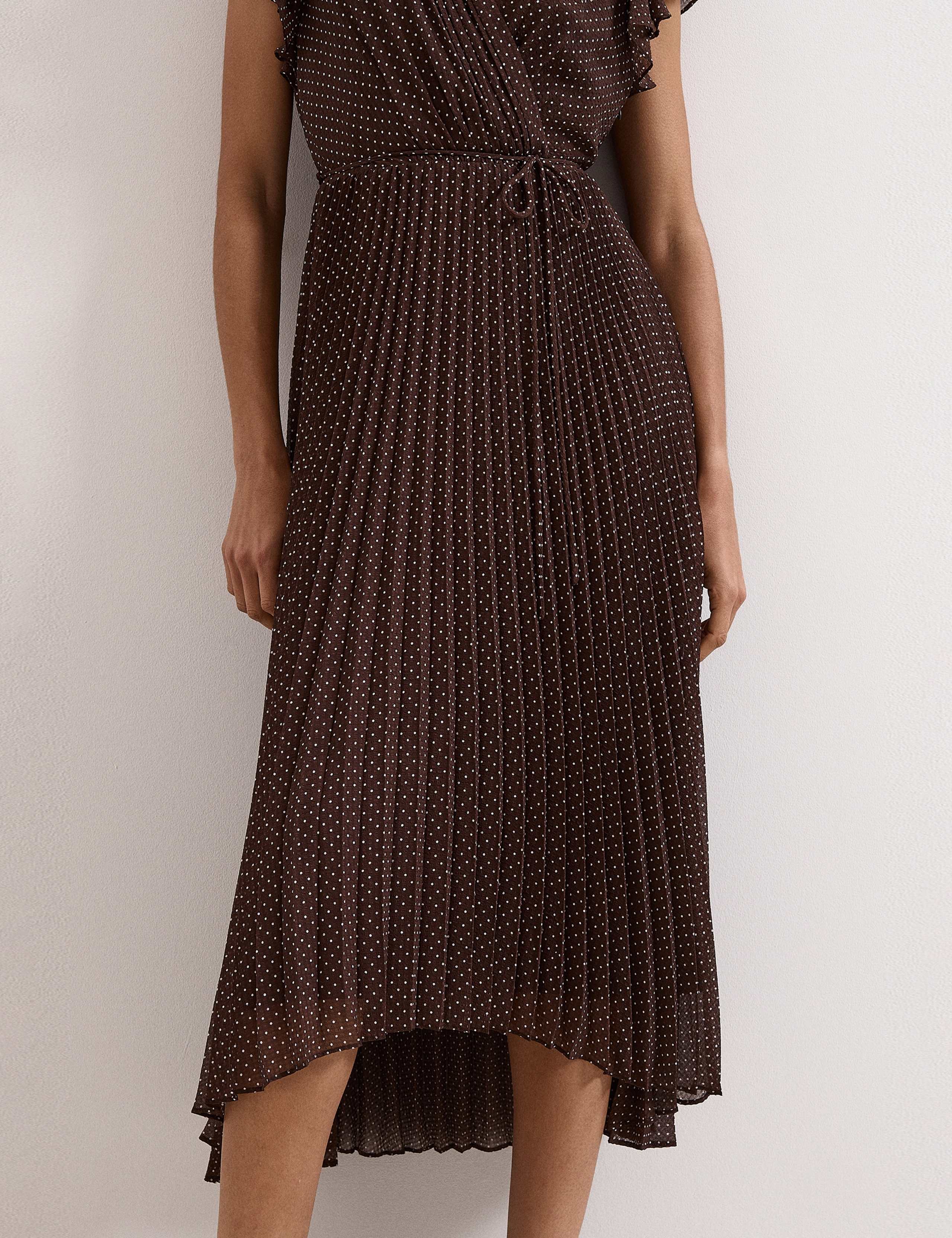 Polka Dot V-Neck Midi Skater Dress 5 of 6