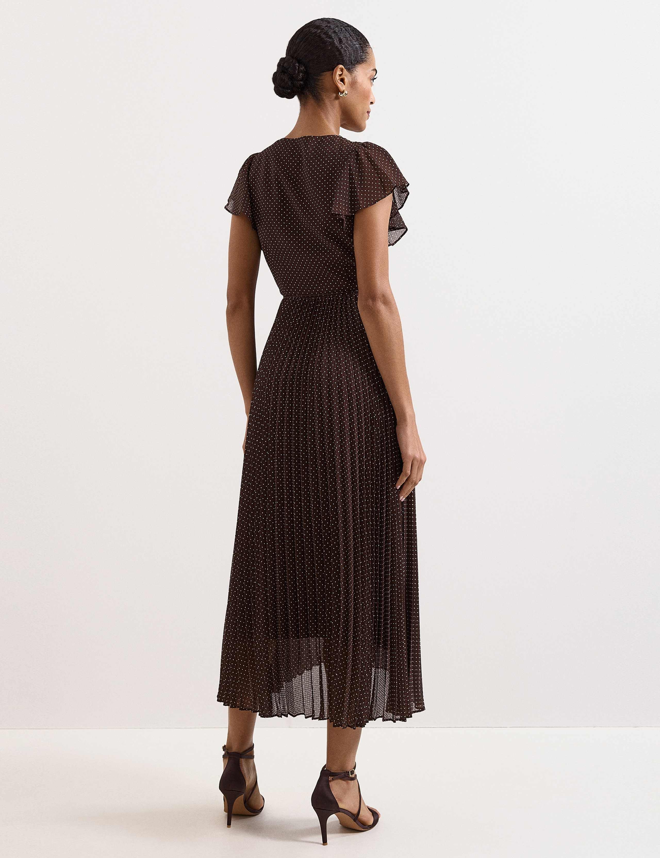 Polka Dot V-Neck Midi Skater Dress 6 of 6