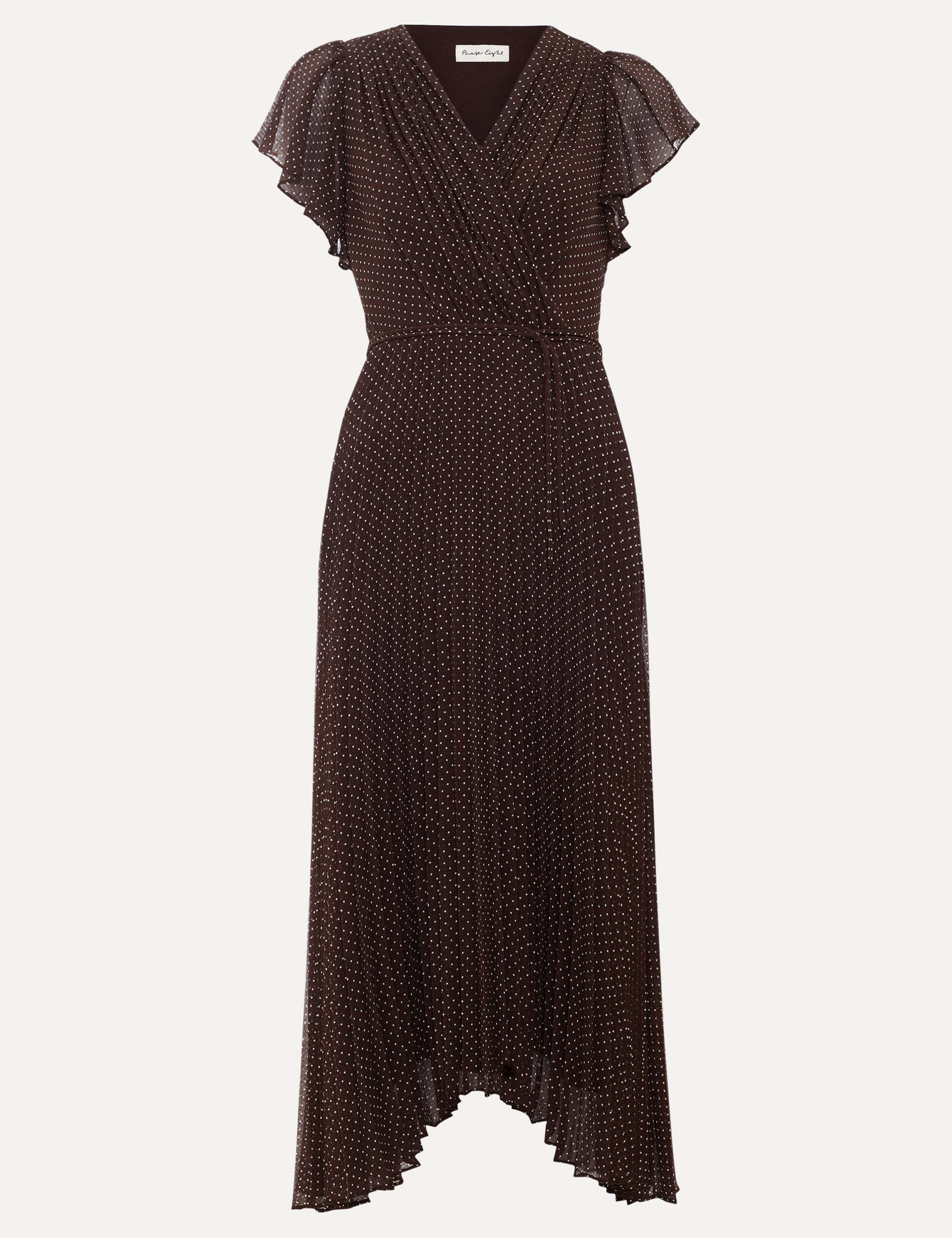 Polka Dot V-Neck Midi Skater Dress 2 of 6