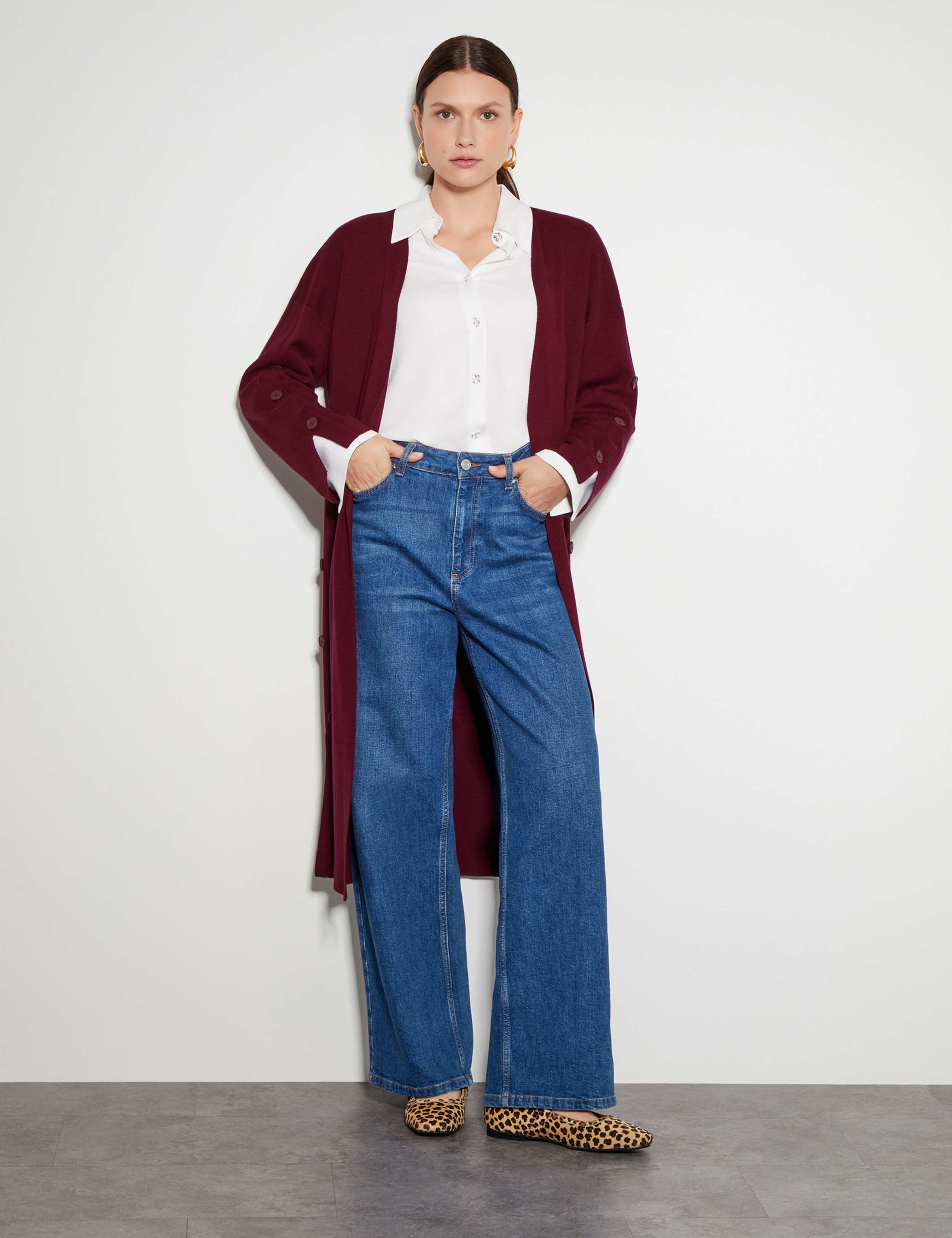 Bo Button Detail Longline Cardigan 1 of 4