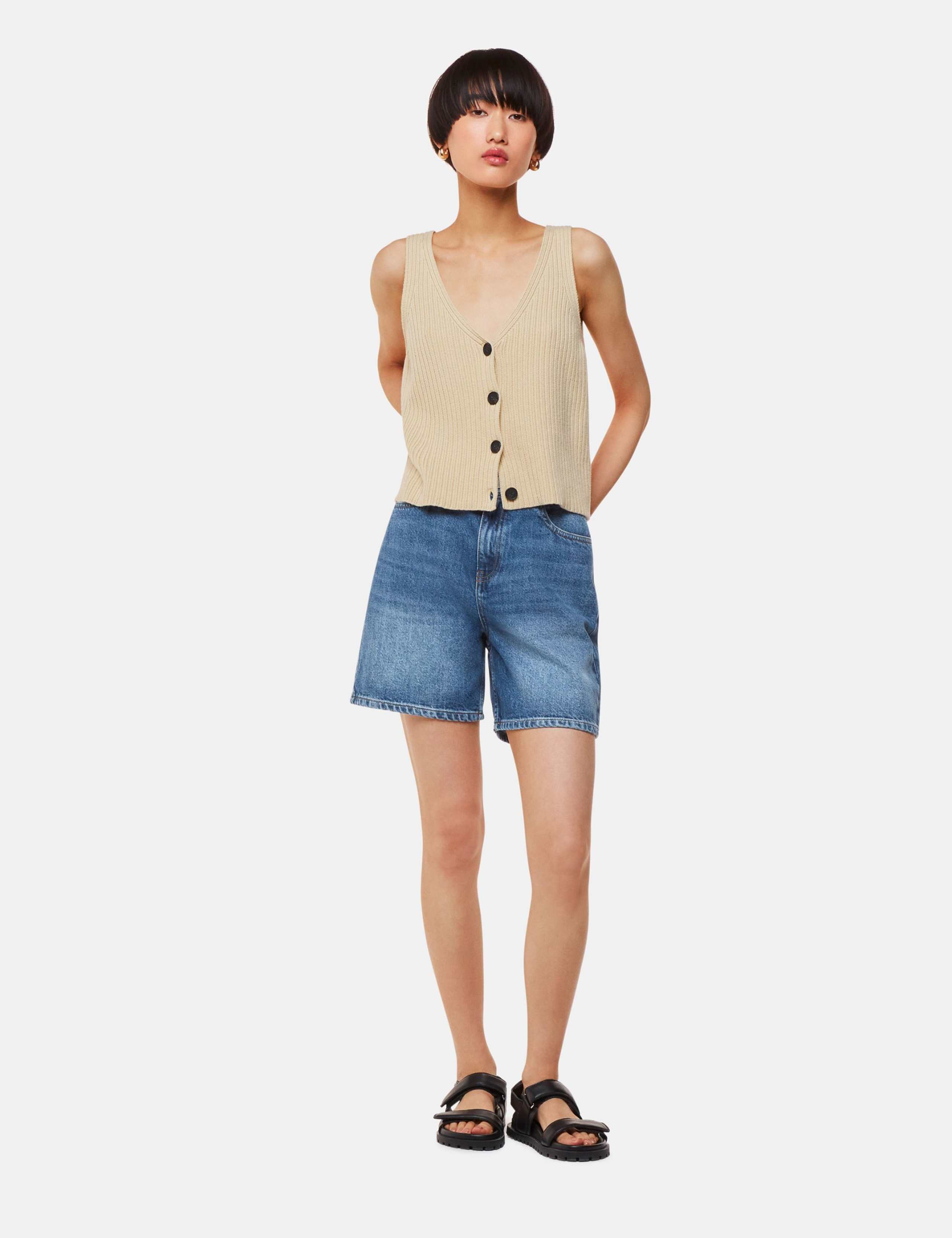 Denim High Waisted Shorts 1 of 4