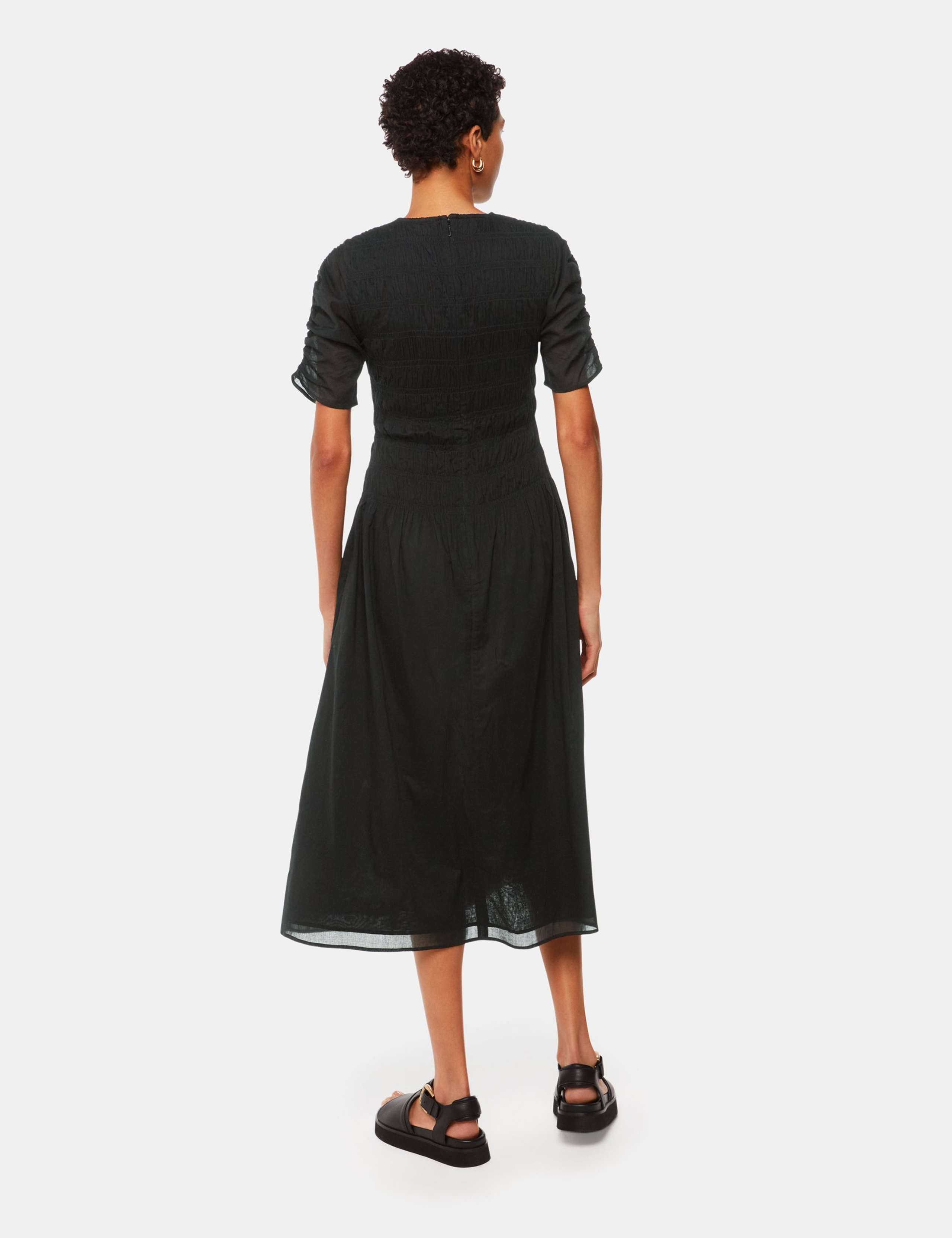 Pure Cotton Smocked Midi Skater Dress 3 of 4