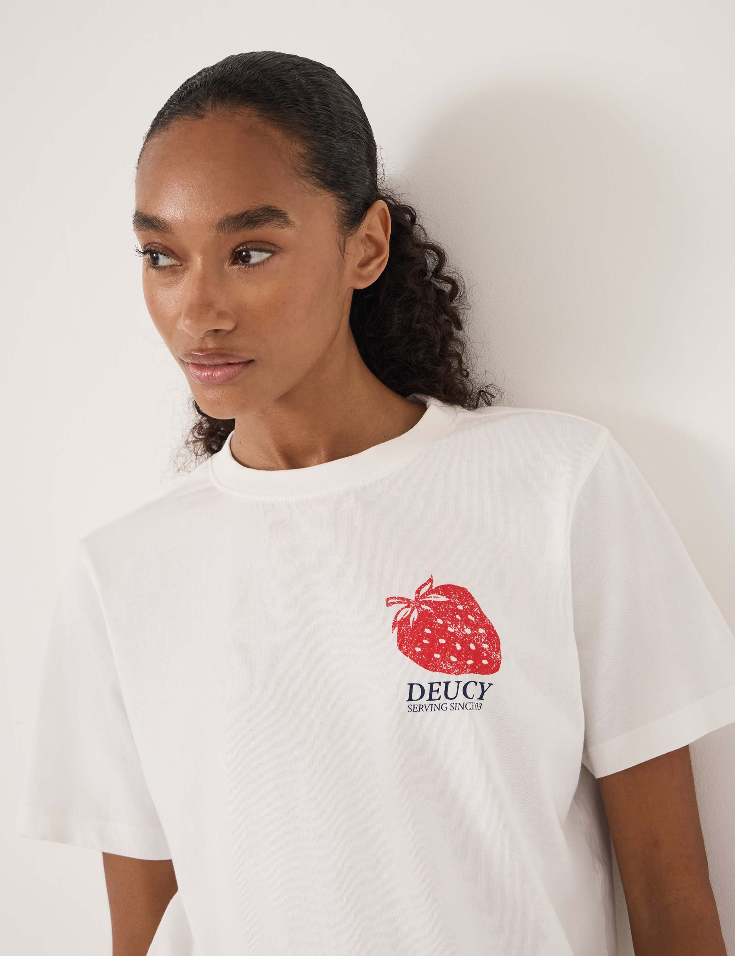 Pure Cotton Deucy Strawberry Graphic T-Shirt 4 of 5