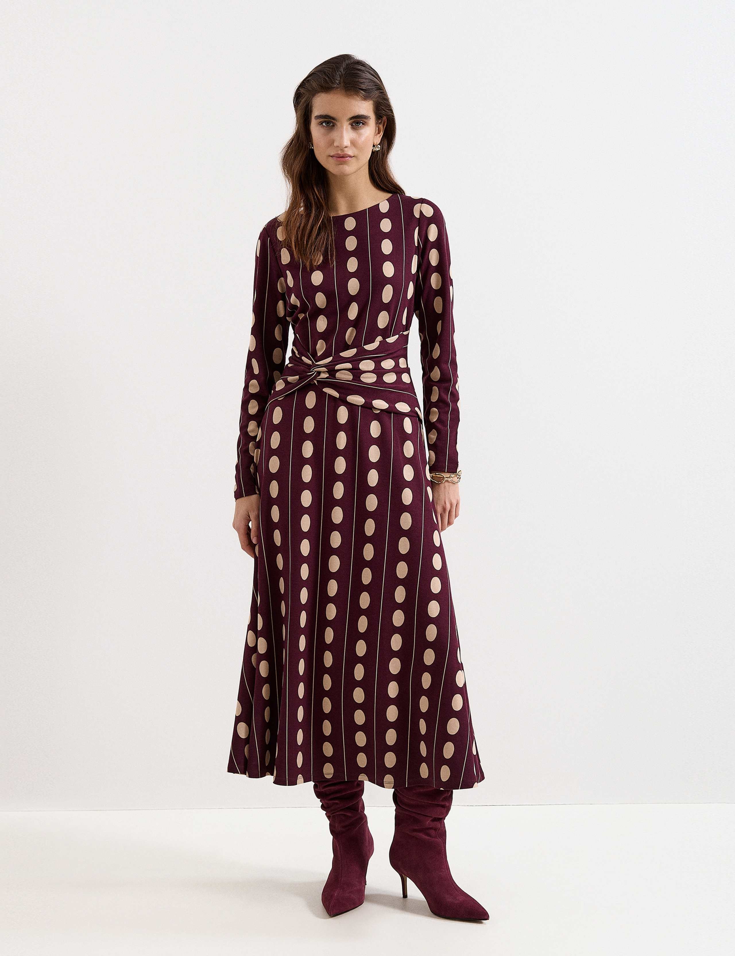 Jersey Spot Print Midi Skater Dress 1 of 5