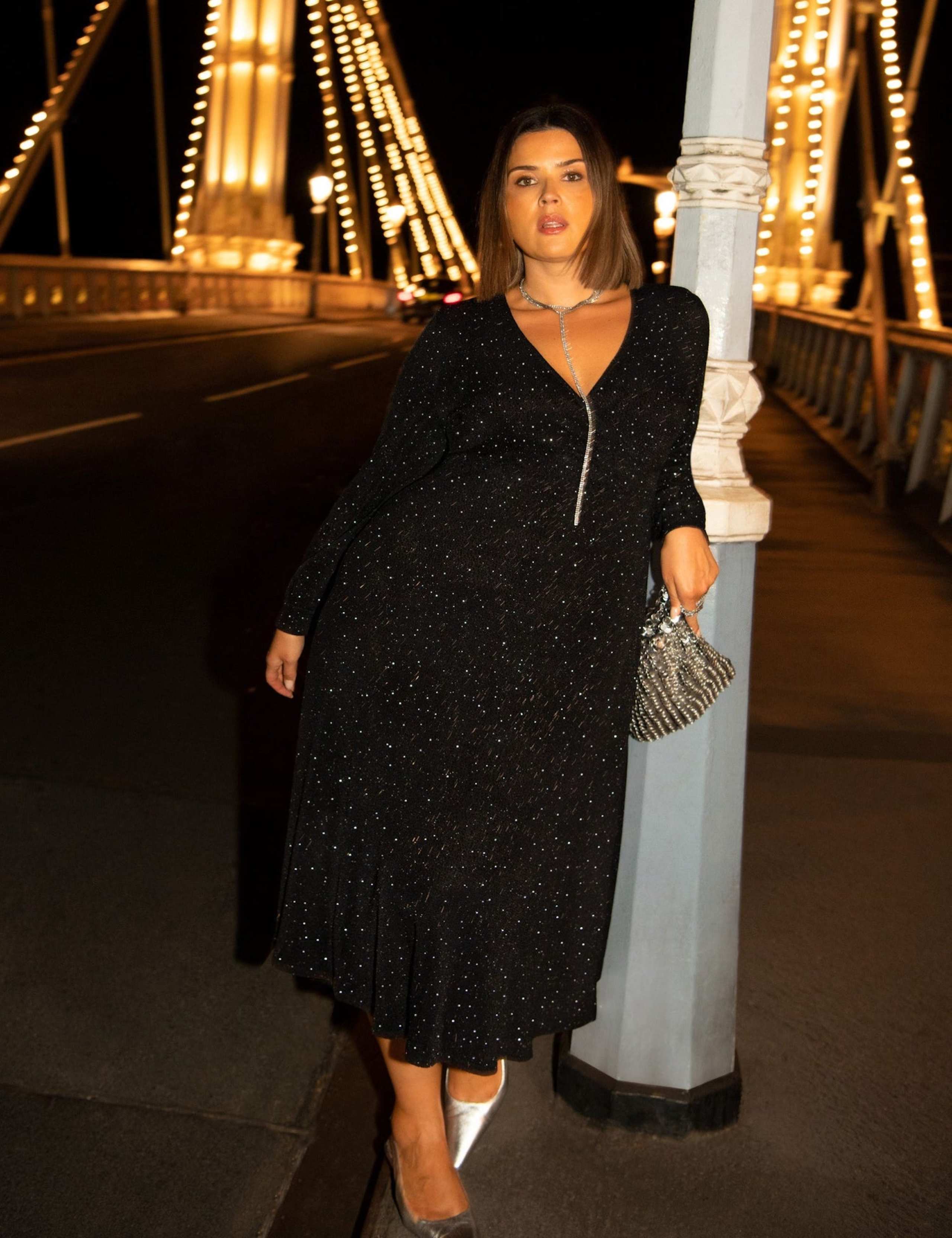 Jersey Sparkly Midi Wrap Dress 2 of 5