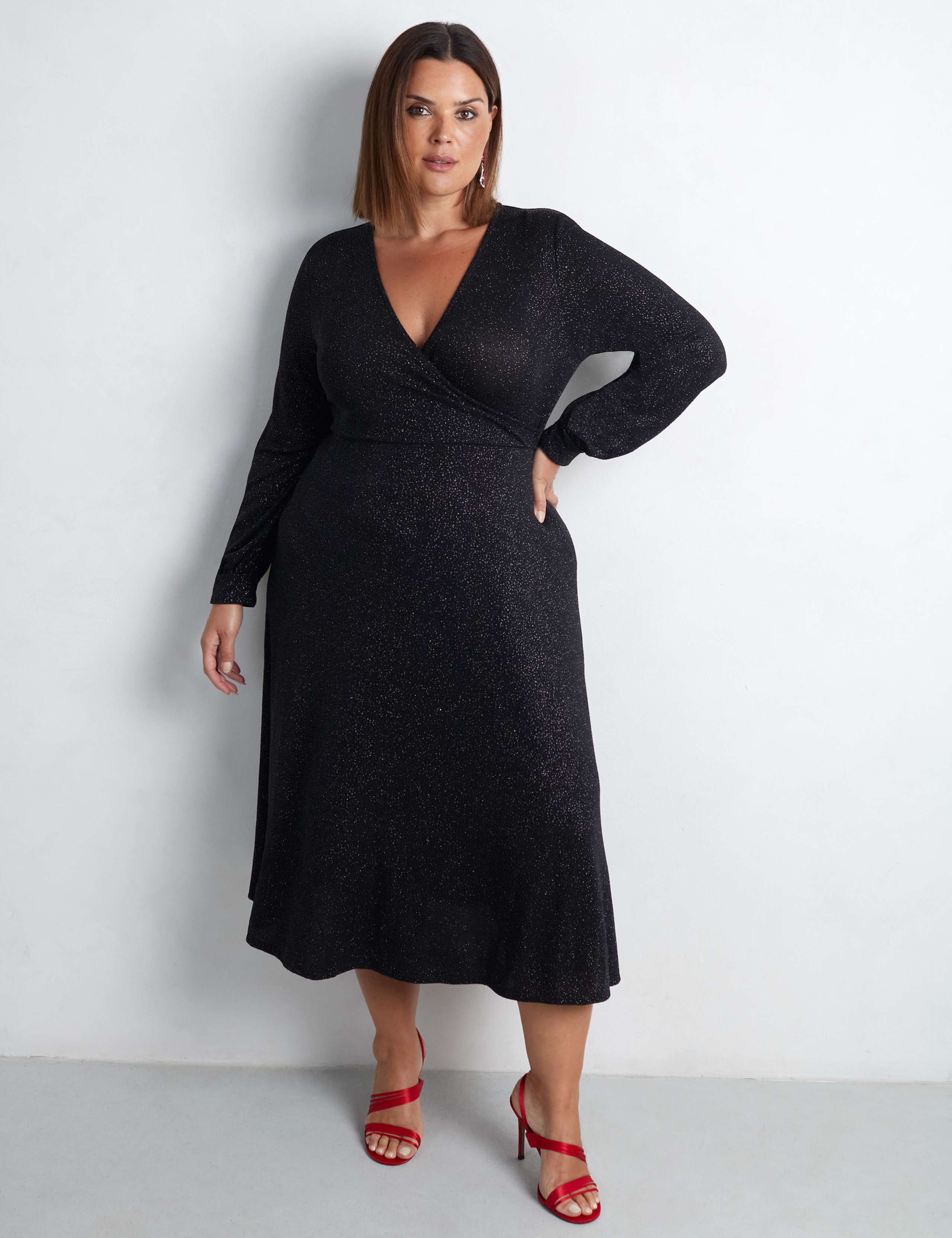 Jersey Sparkly Midi Wrap Dress 3 of 5