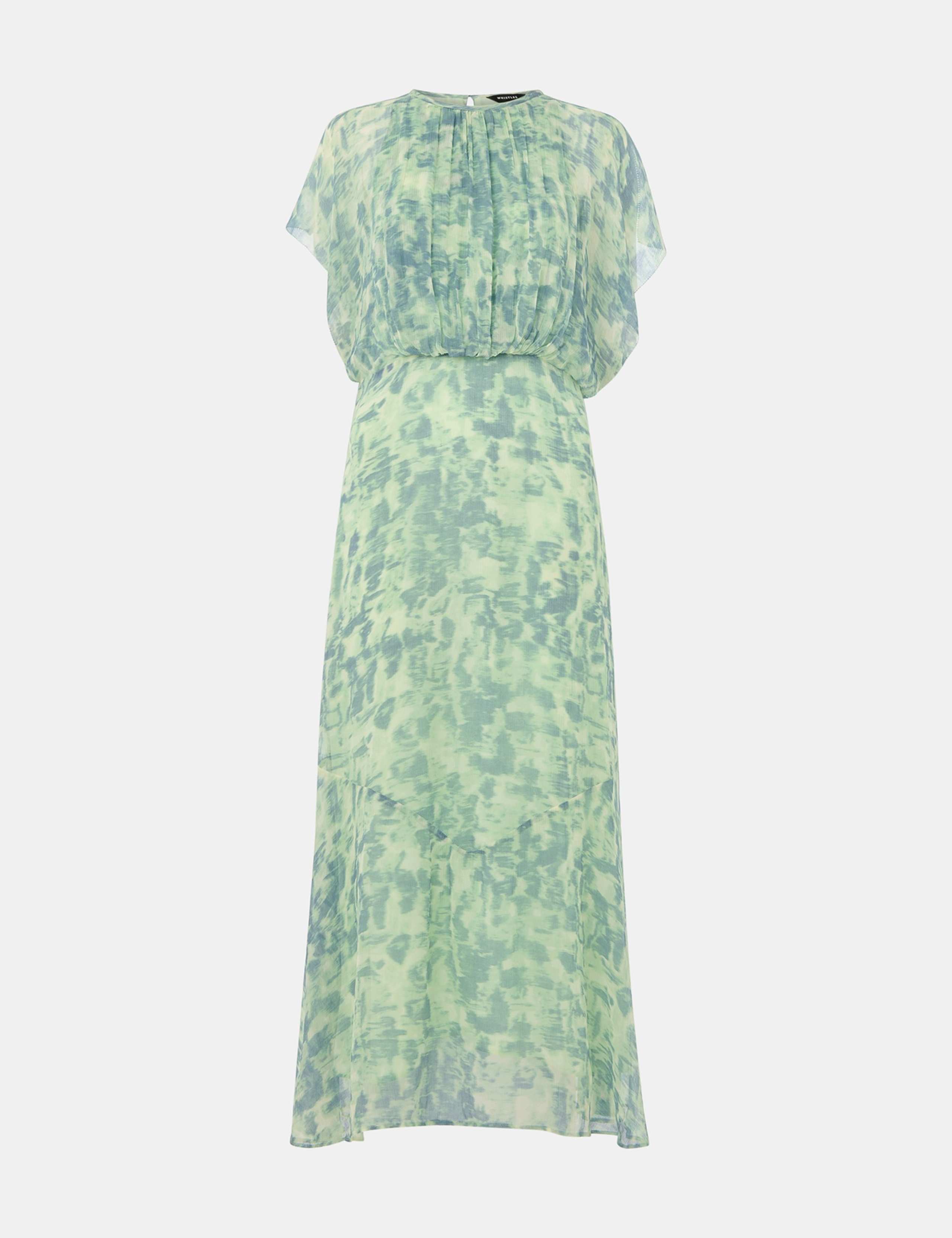 Printed Round Neck Midi Waisted Dress 2 of 4