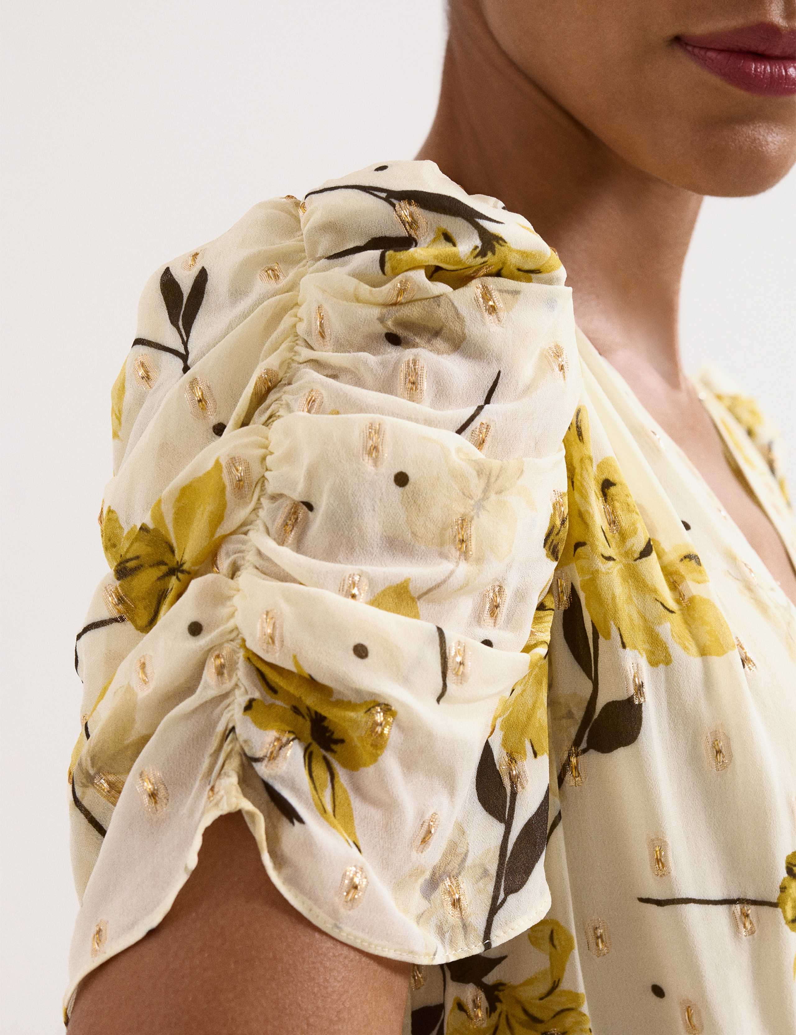 Floral V-Neck Tie Waist Midi Tiered Dress 7 of 8