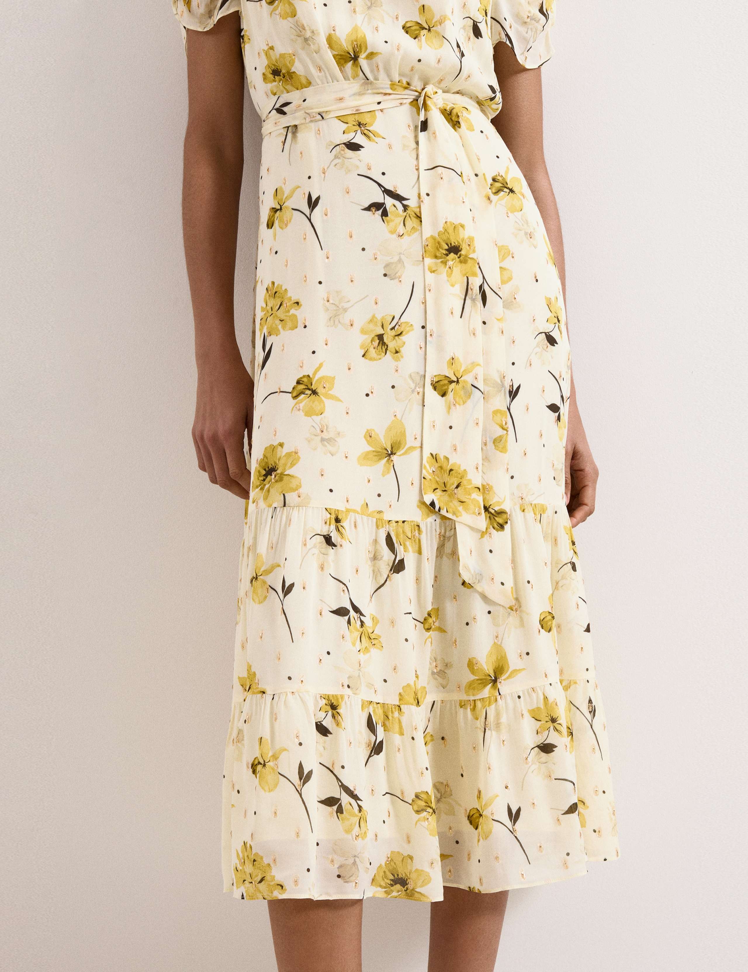 Floral V-Neck Tie Waist Midi Tiered Dress 8 of 8