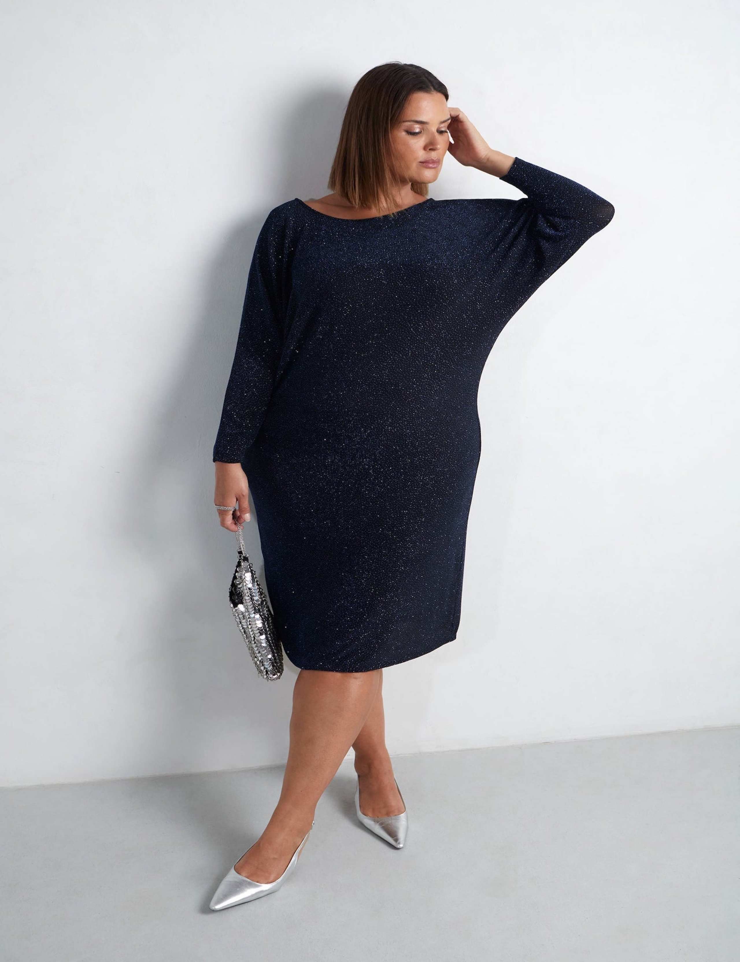 Jersey Sparkly Midi Swing Dress 3 of 5