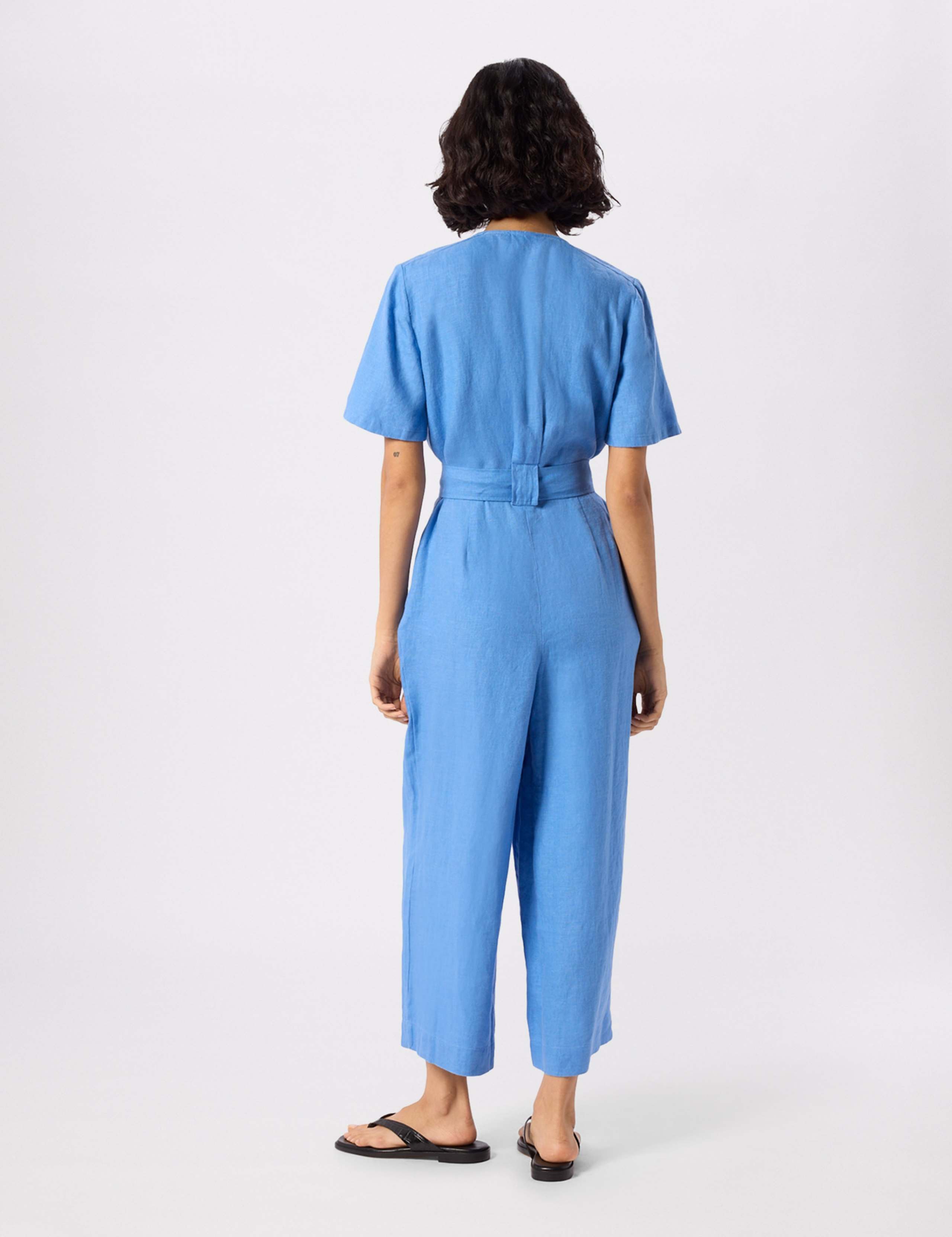 Pure Linen Belted Cropped Jumpsuit 3 of 4