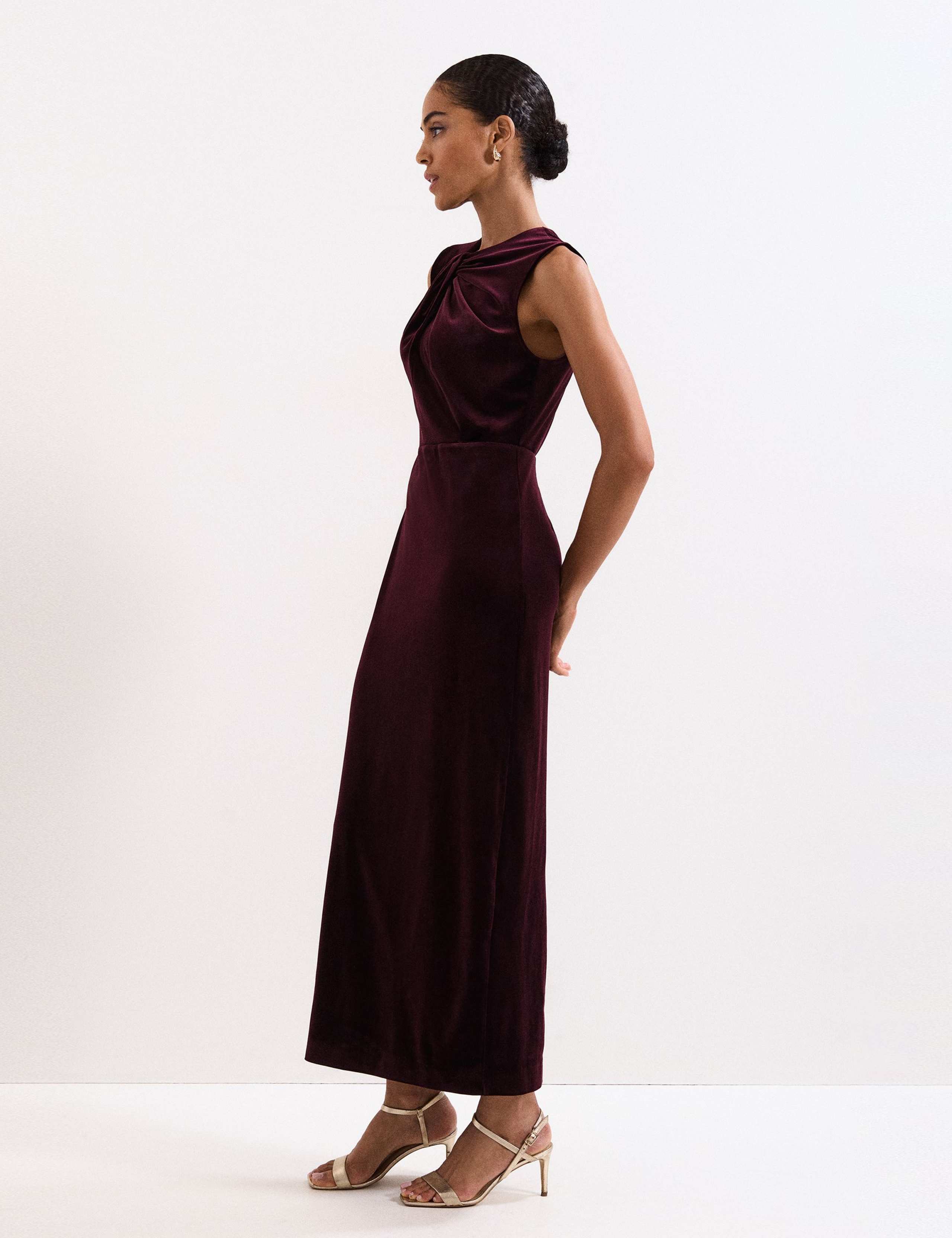 Velvet Twist Neck Maxi Column Dress 4 of 8