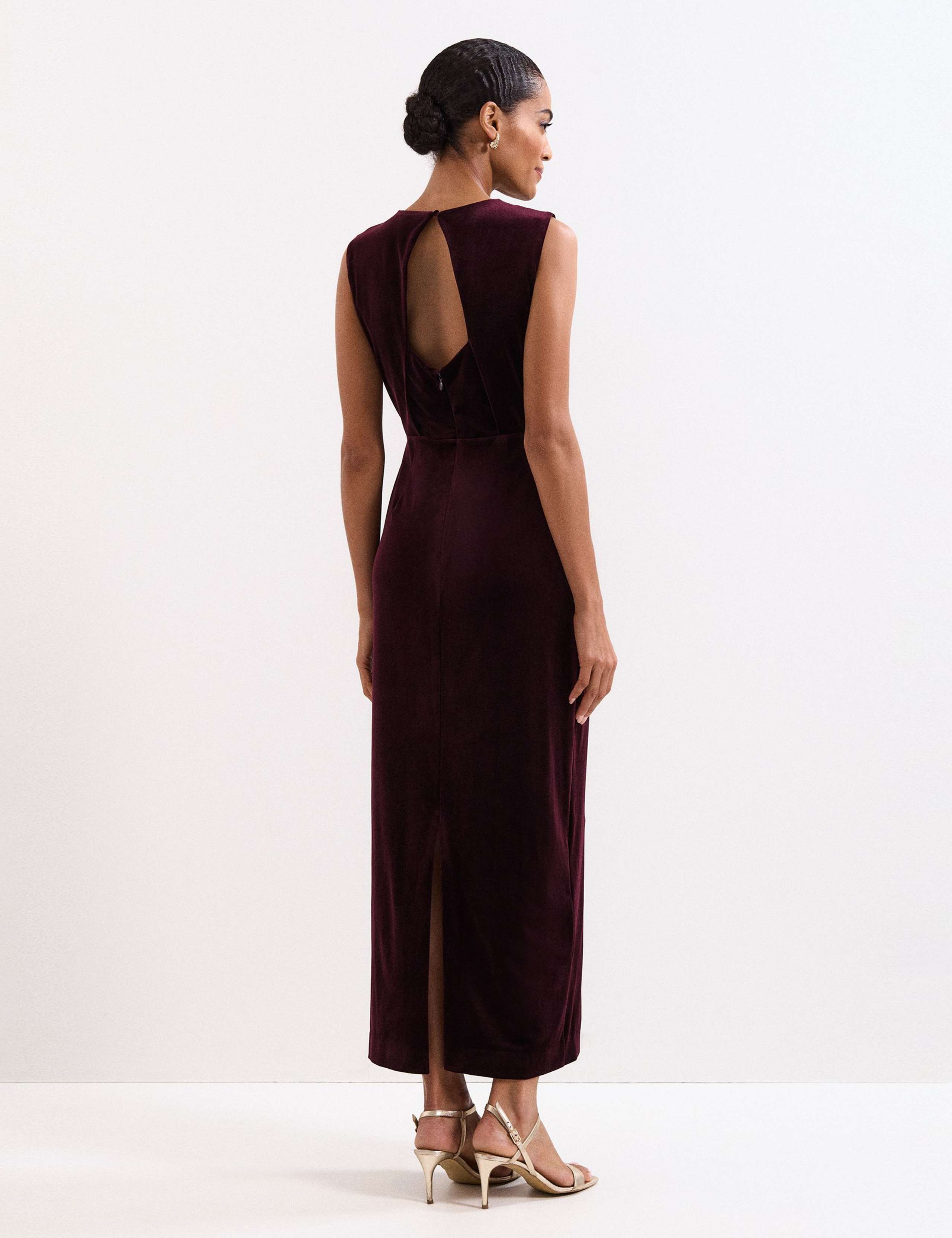 Velvet Twist Neck Maxi Column Dress 5 of 8
