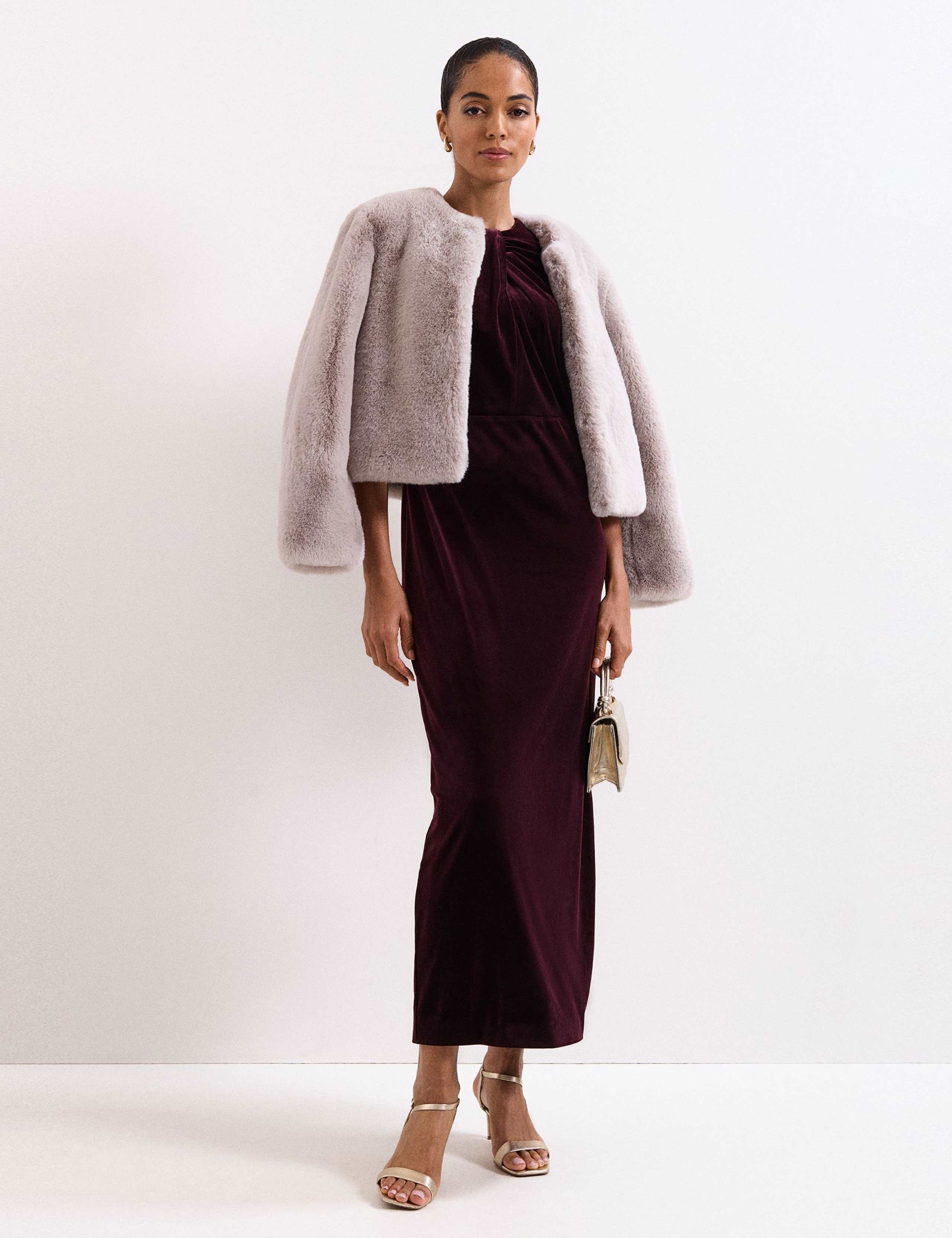 Velvet Twist Neck Maxi Column Dress 6 of 8