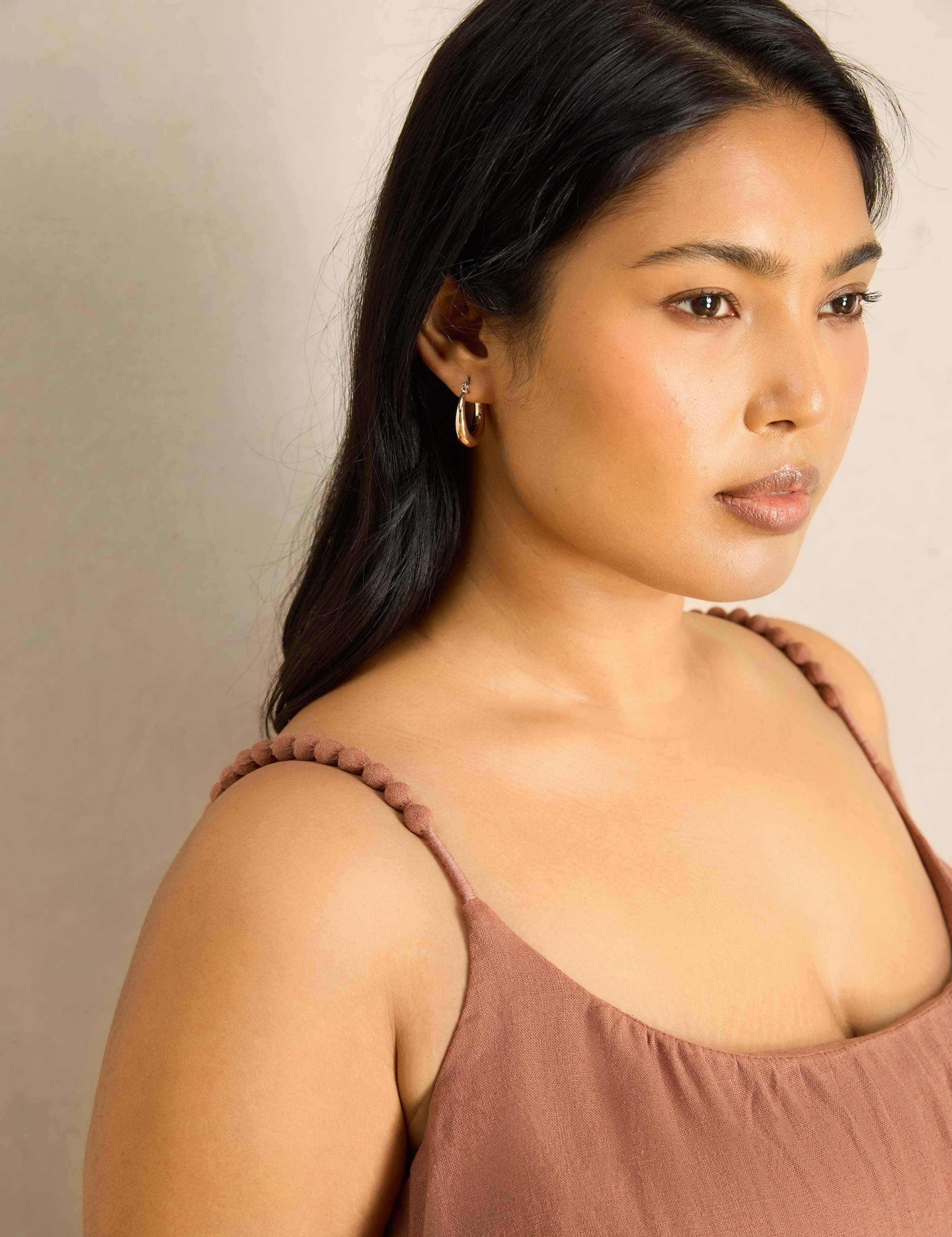Linen Blend Bobble Trim Midaxi Dress 6 of 6