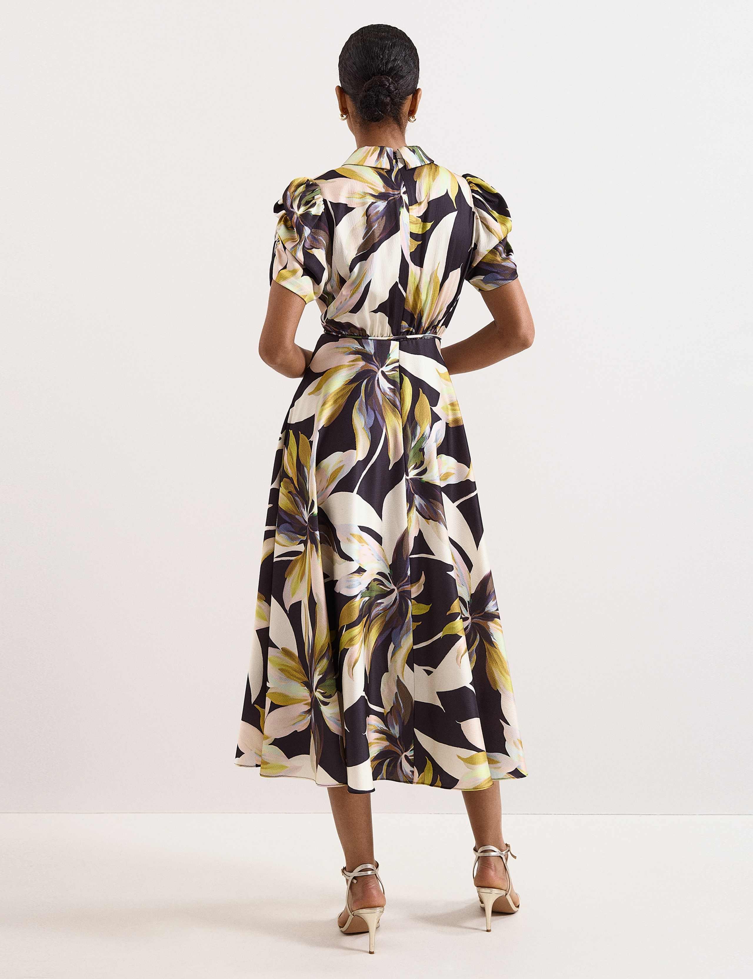Floral Tie Waist Midi Shirt Dress 3 of 7