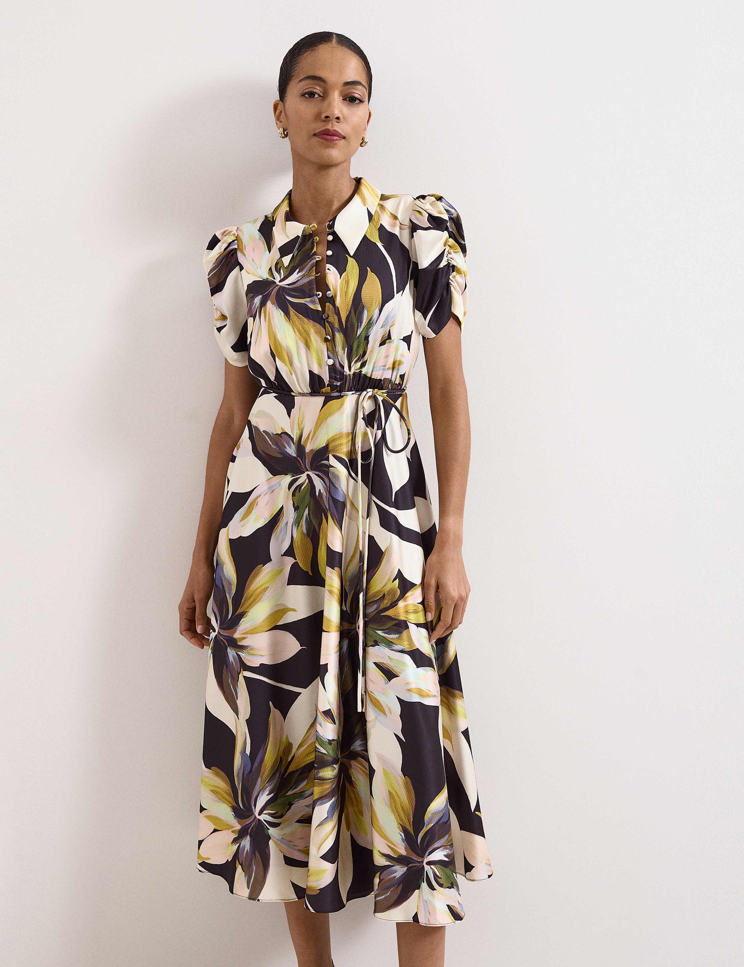 Floral Tie Waist Midi Shirt Dress 7 of 7